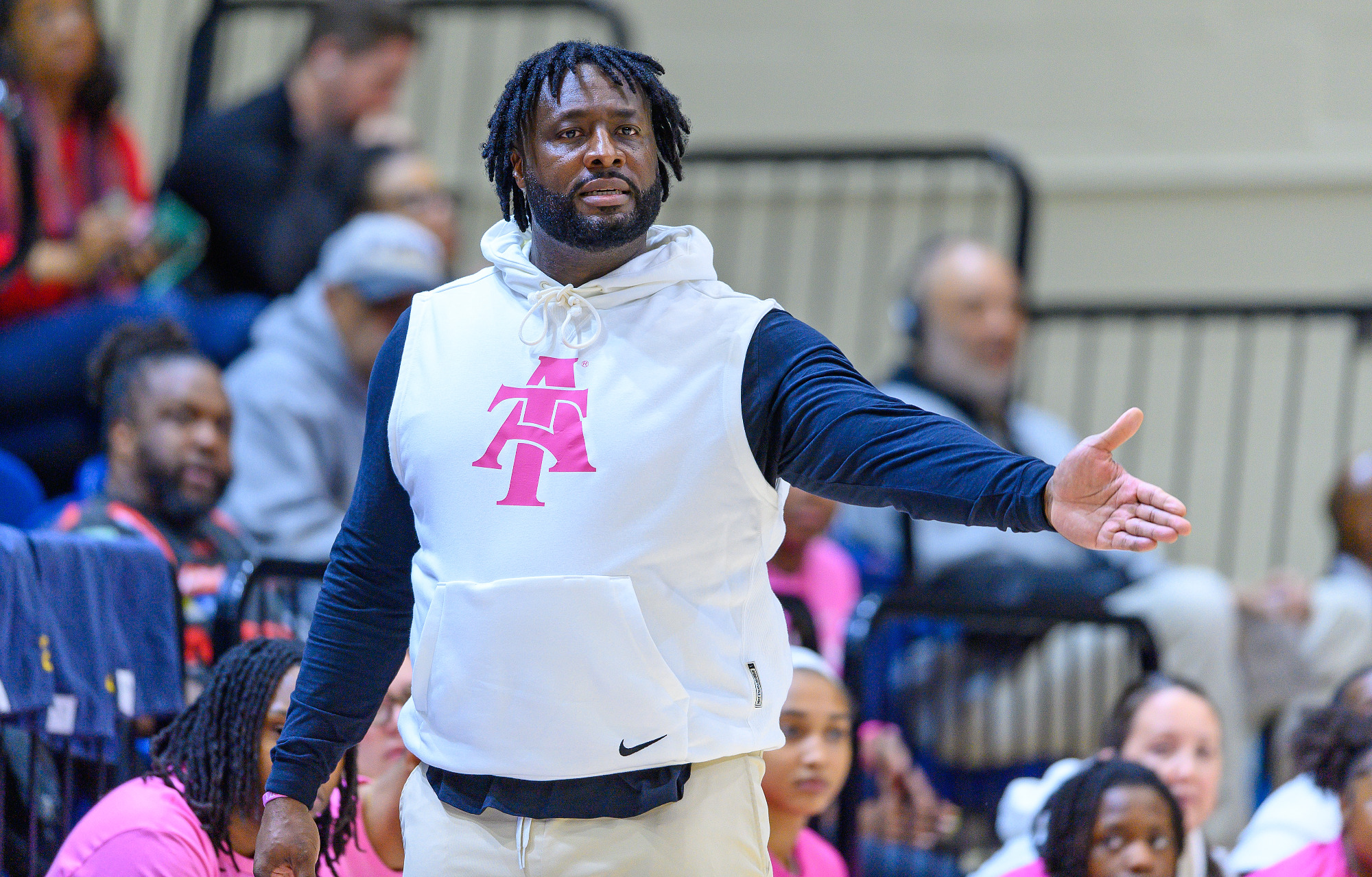 Head Coach Tarrell Robinson - 2025-26 A&T Women's Basketball vs Elon \ www.ncataggies.com - Photo by: Kevin L. Dorsey