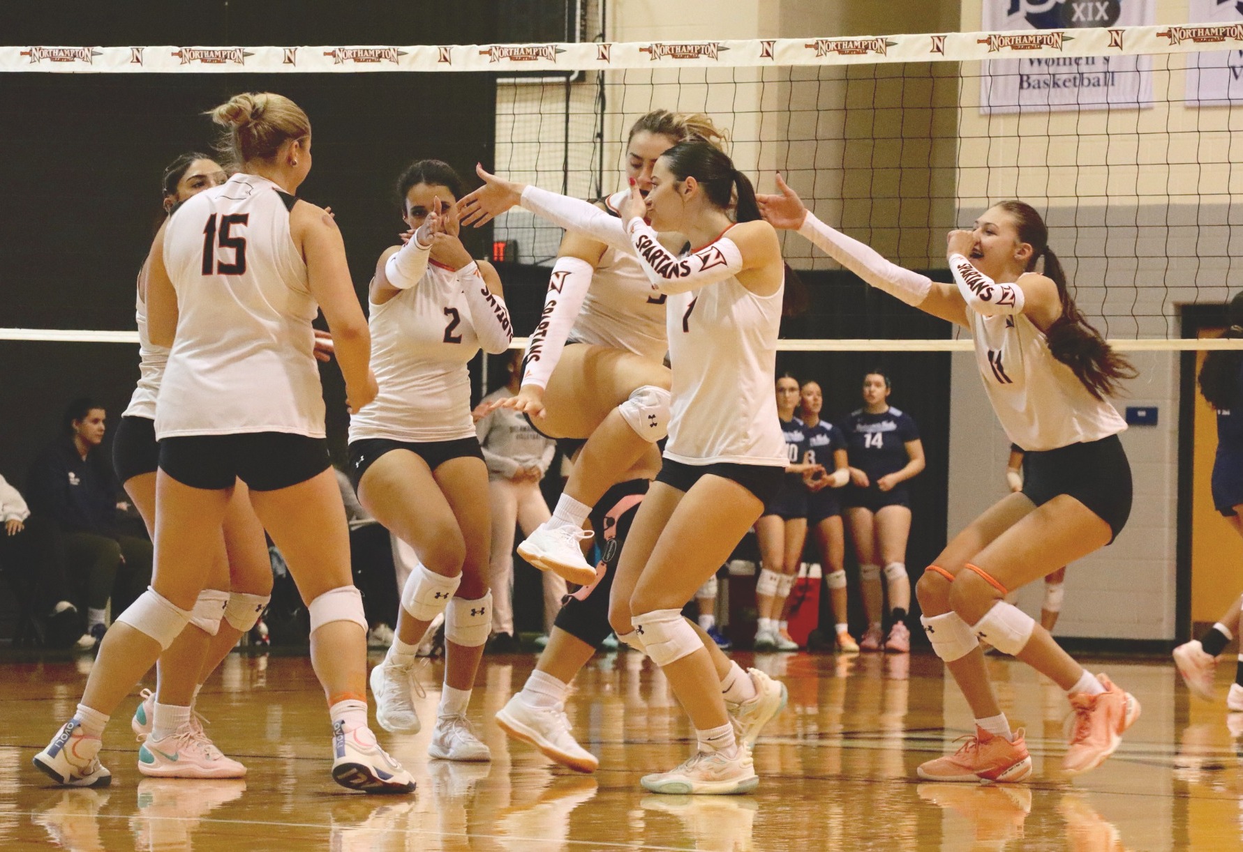 Volleyball celebrates after point