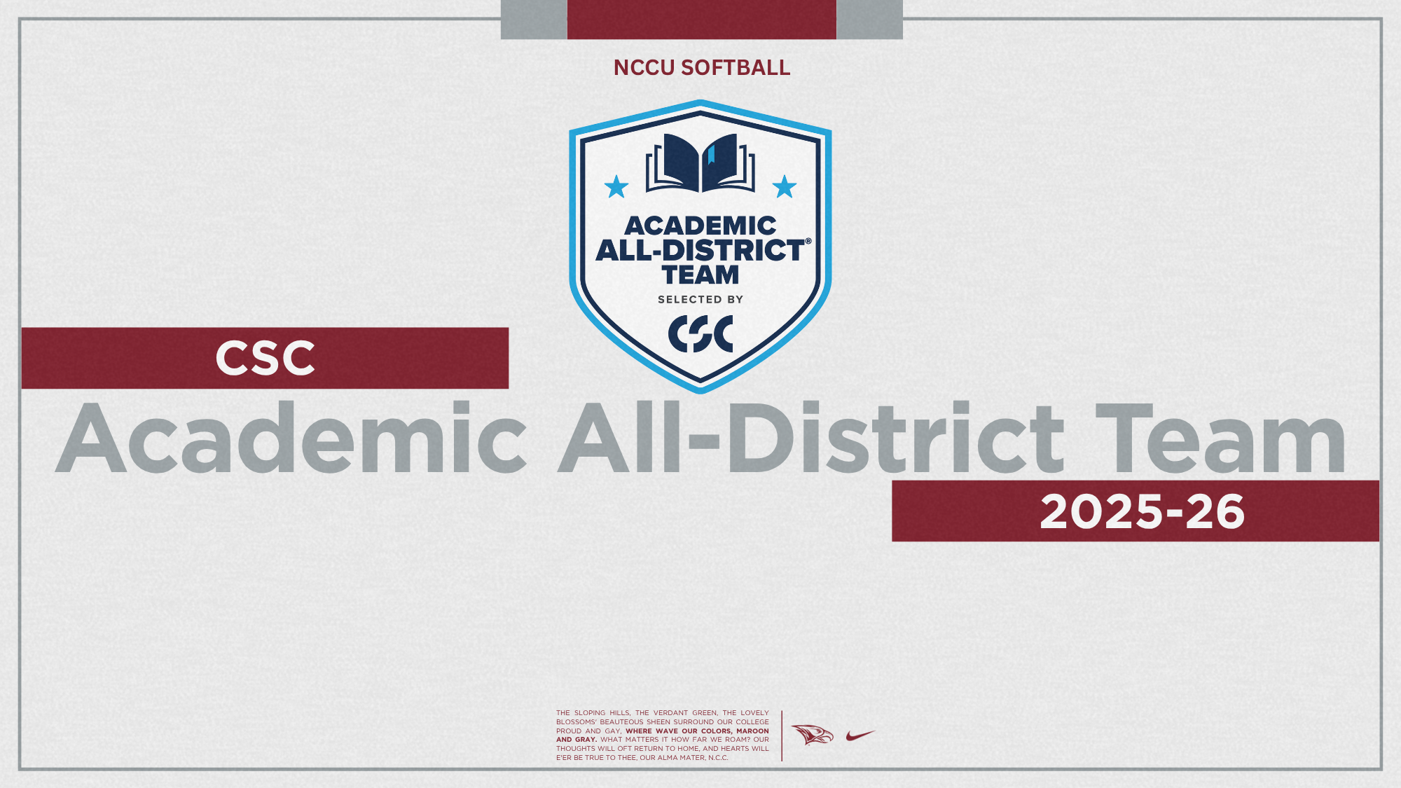 CSC Academic All-District Softball Banner 2025-26