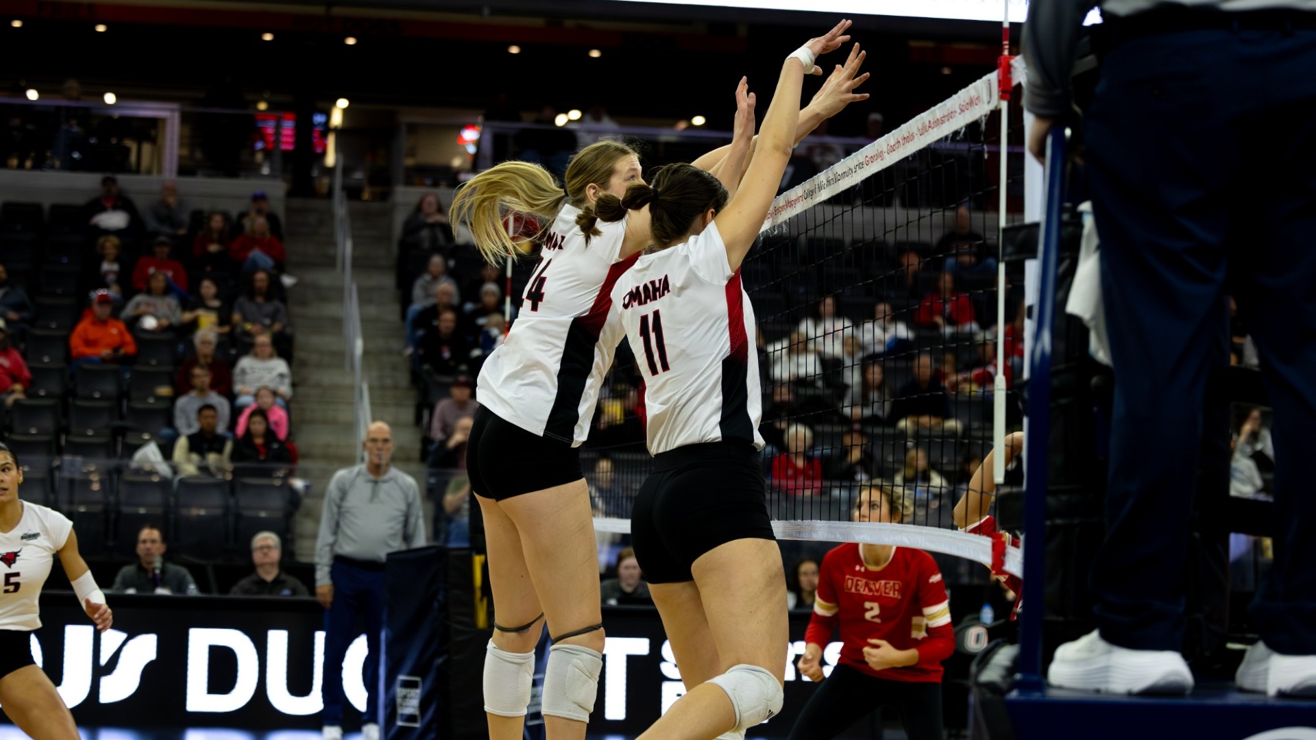 Celia Spilker and Lara Maric block