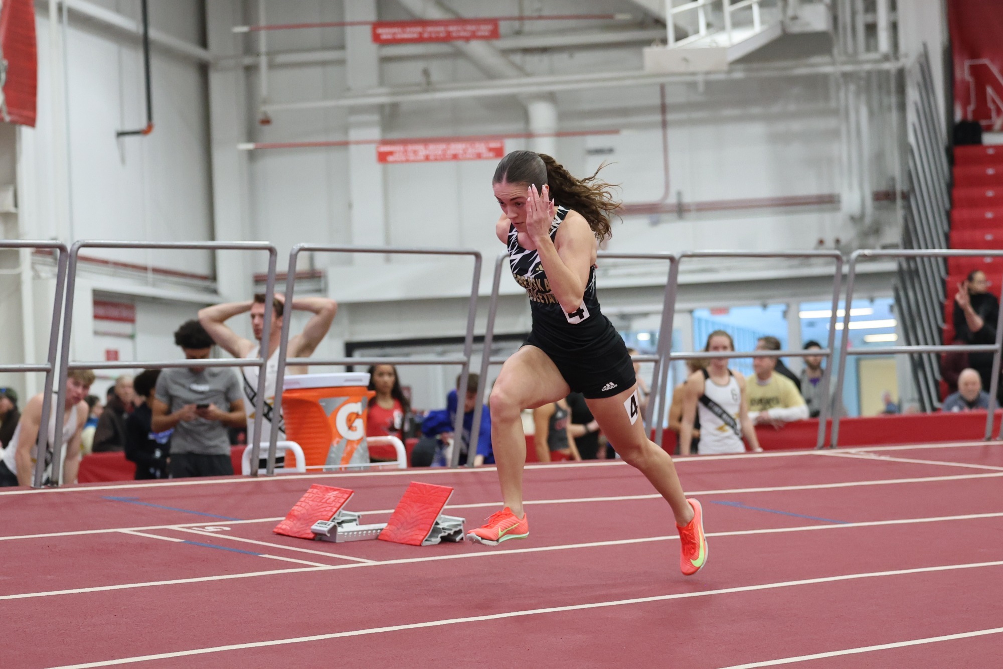 Chloe Mooberry sprints out of the blocks