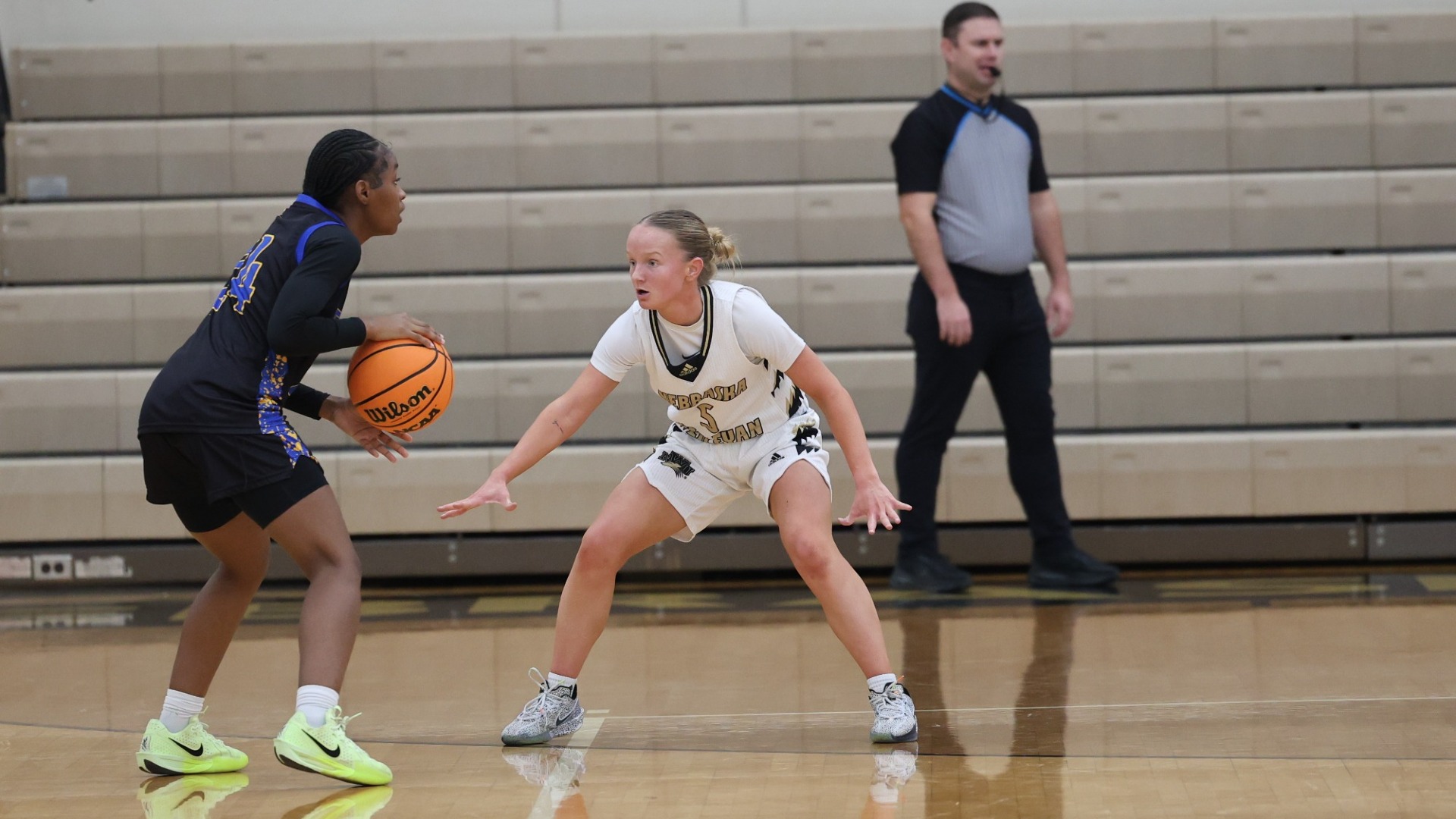 Peyton Tritz guards the ball