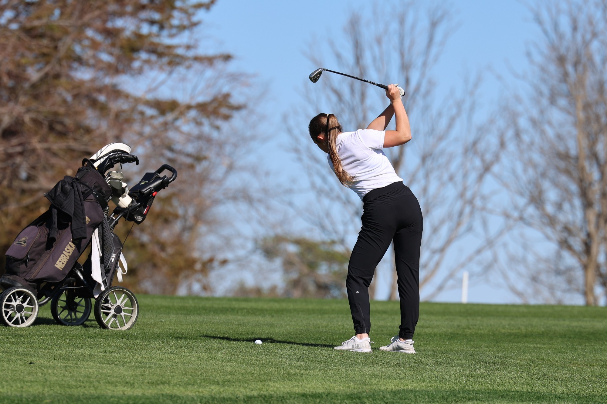 Haley Blackstone goes back for a swing 