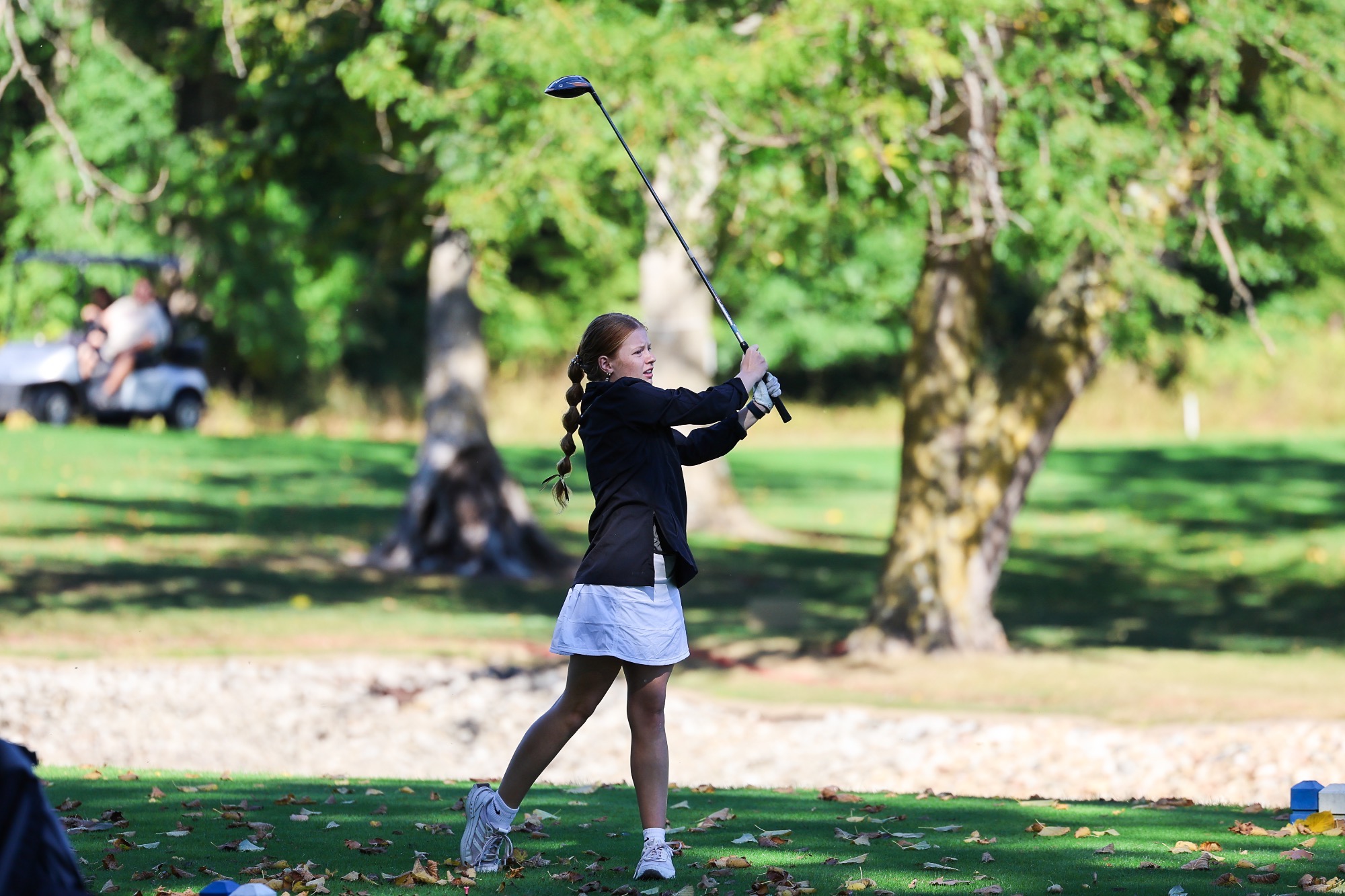Lauren Hays drives the ball down the fairway