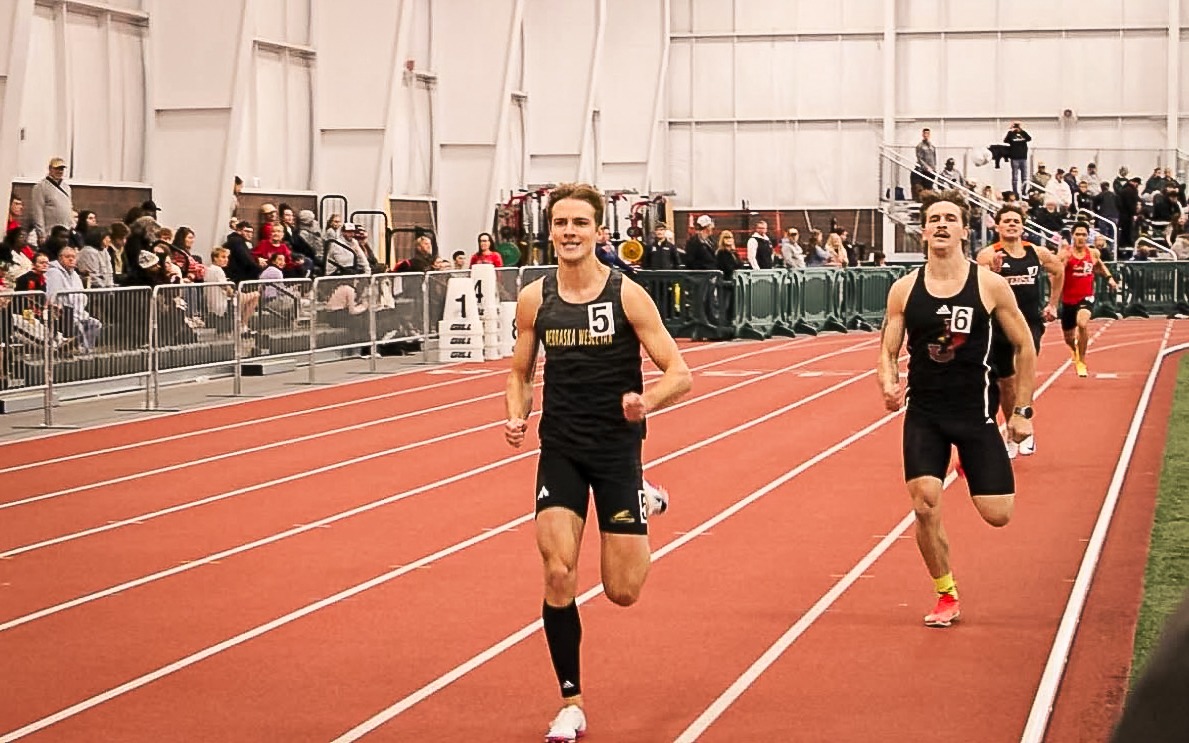 Mcclain Meyer runs down the homestretch in the 400