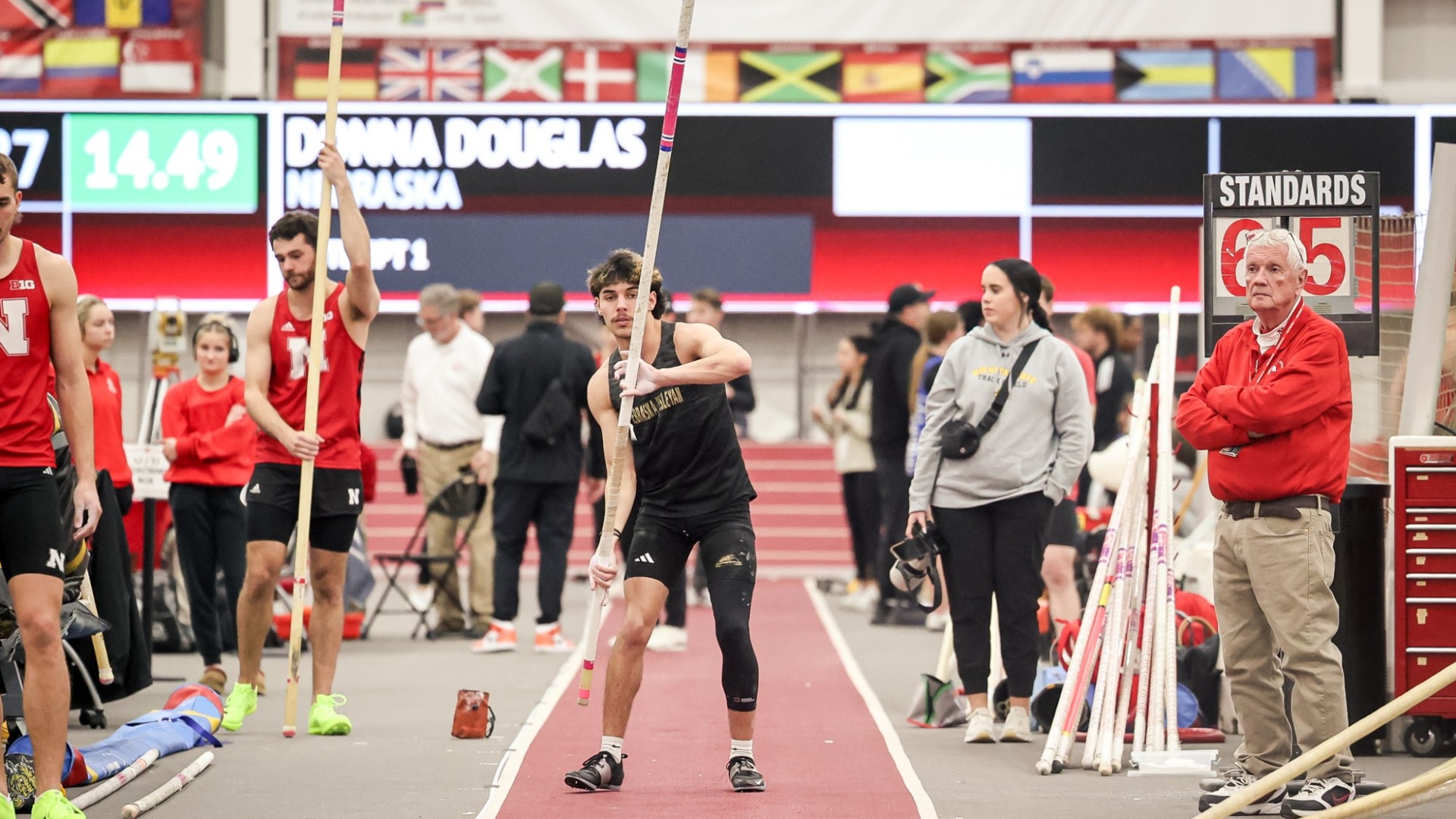 Robbie Rist stares down the pole vault runway
