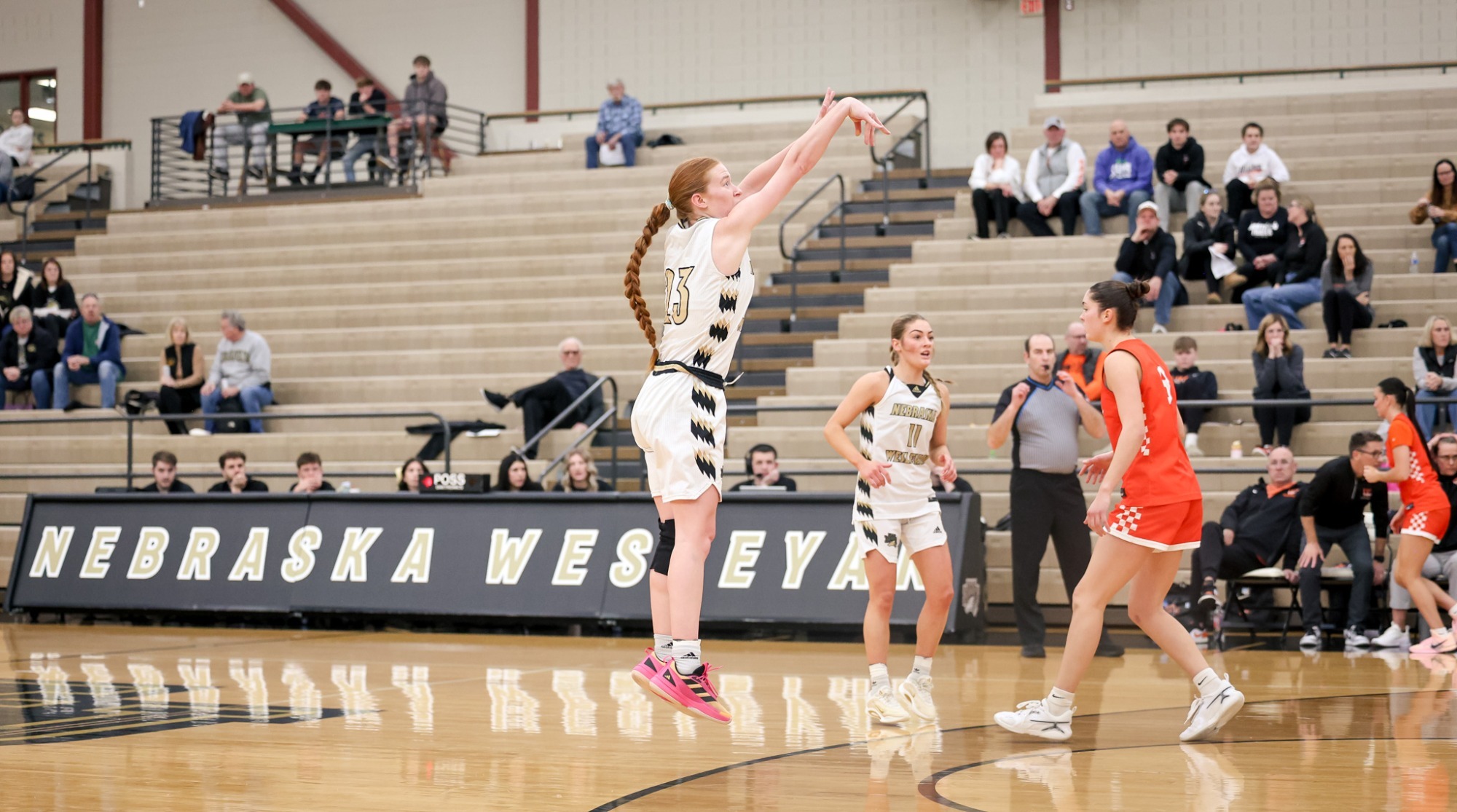 Carney Black shoots a three against Wartburg