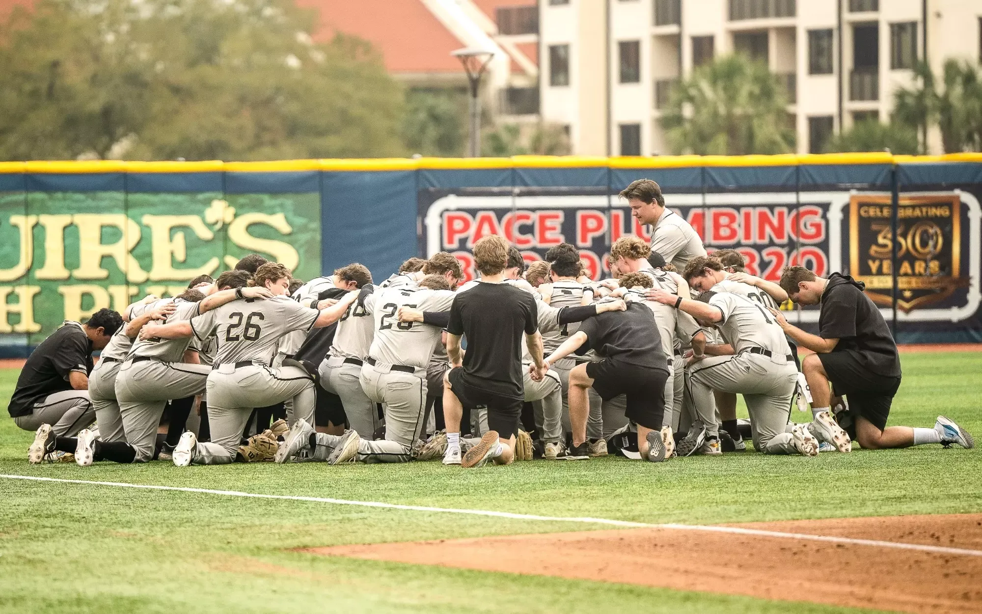 NWU Baseball Team Huddle prior to the game