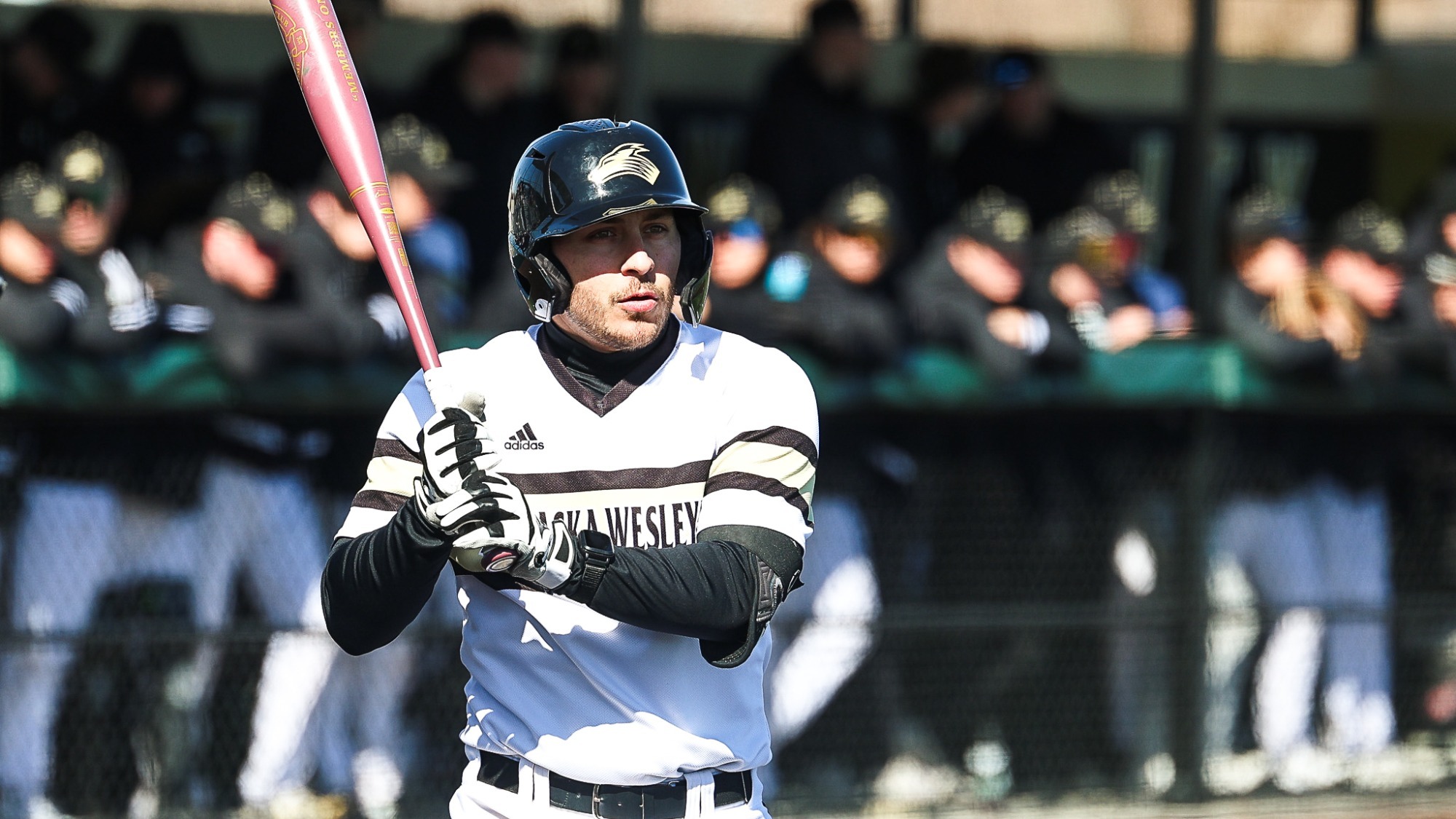 Jake Shedarowich prepares to step into the box