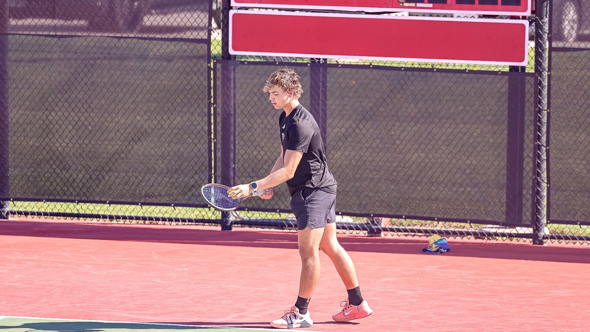 Gavin Nichols focus' in before his serve