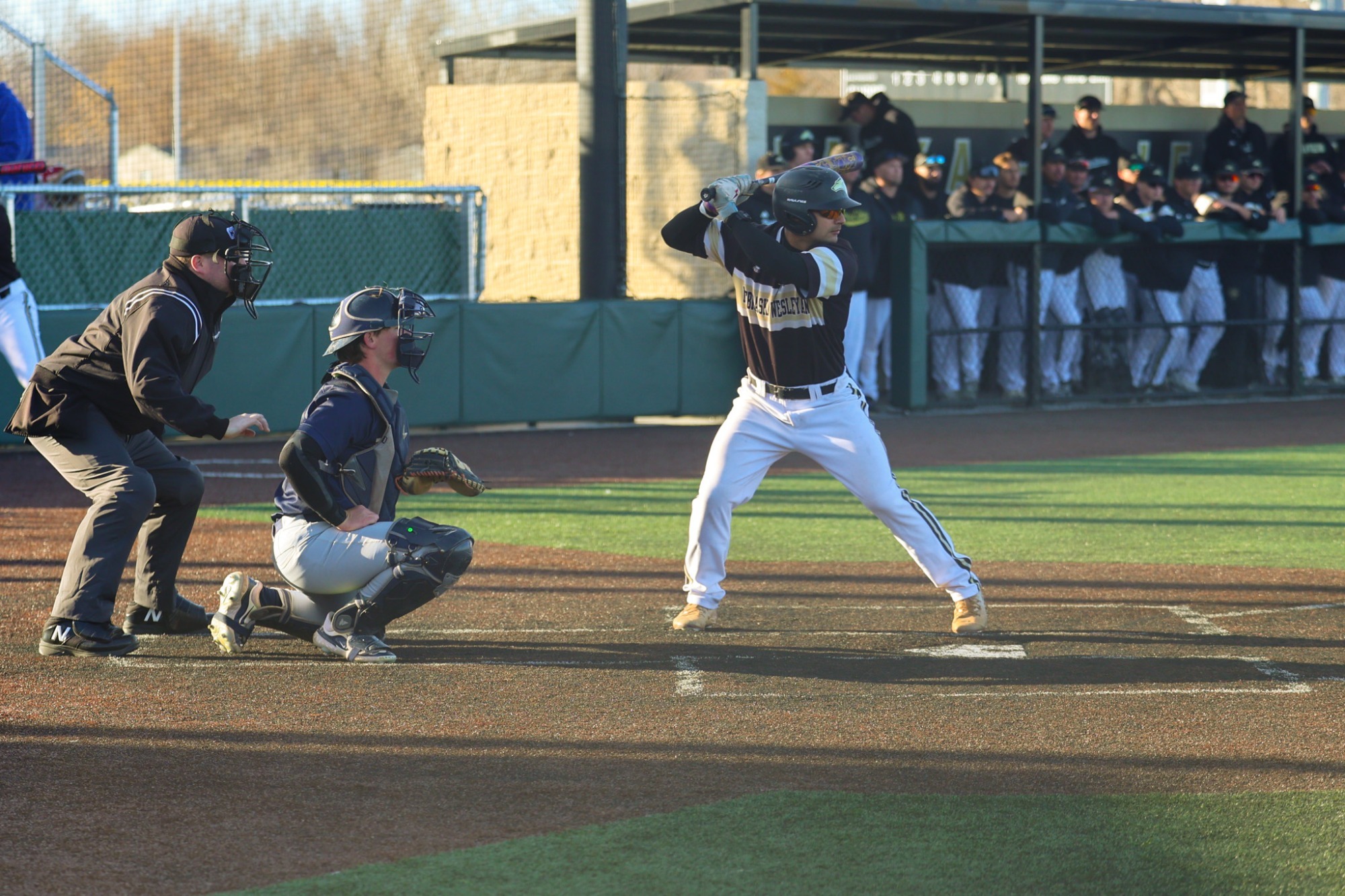 Duncan Ortega bats against Howard Payne