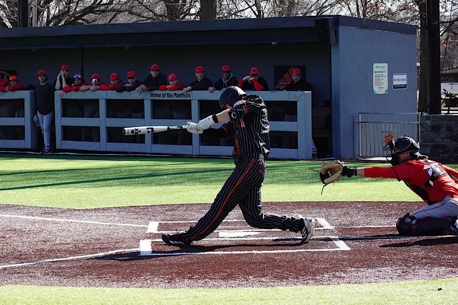 Brody Dinges hitting a double. 