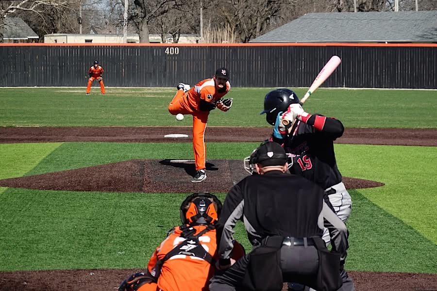 Austin O'Gorman pitching against Labette. 