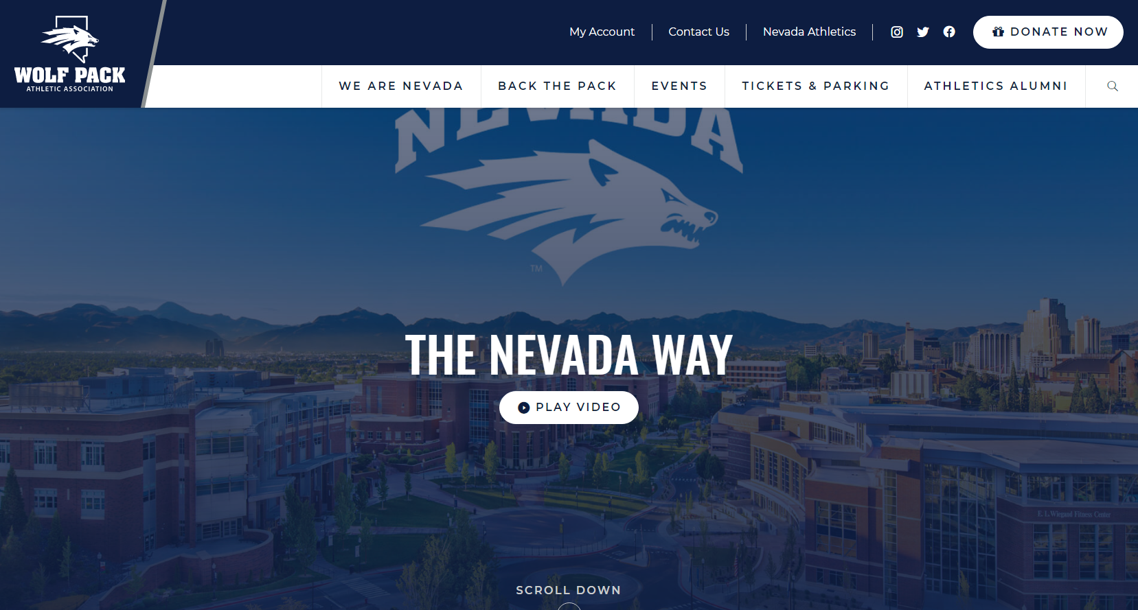 This is a screenshot of the Wolf Pack Athletic Association website homepage
