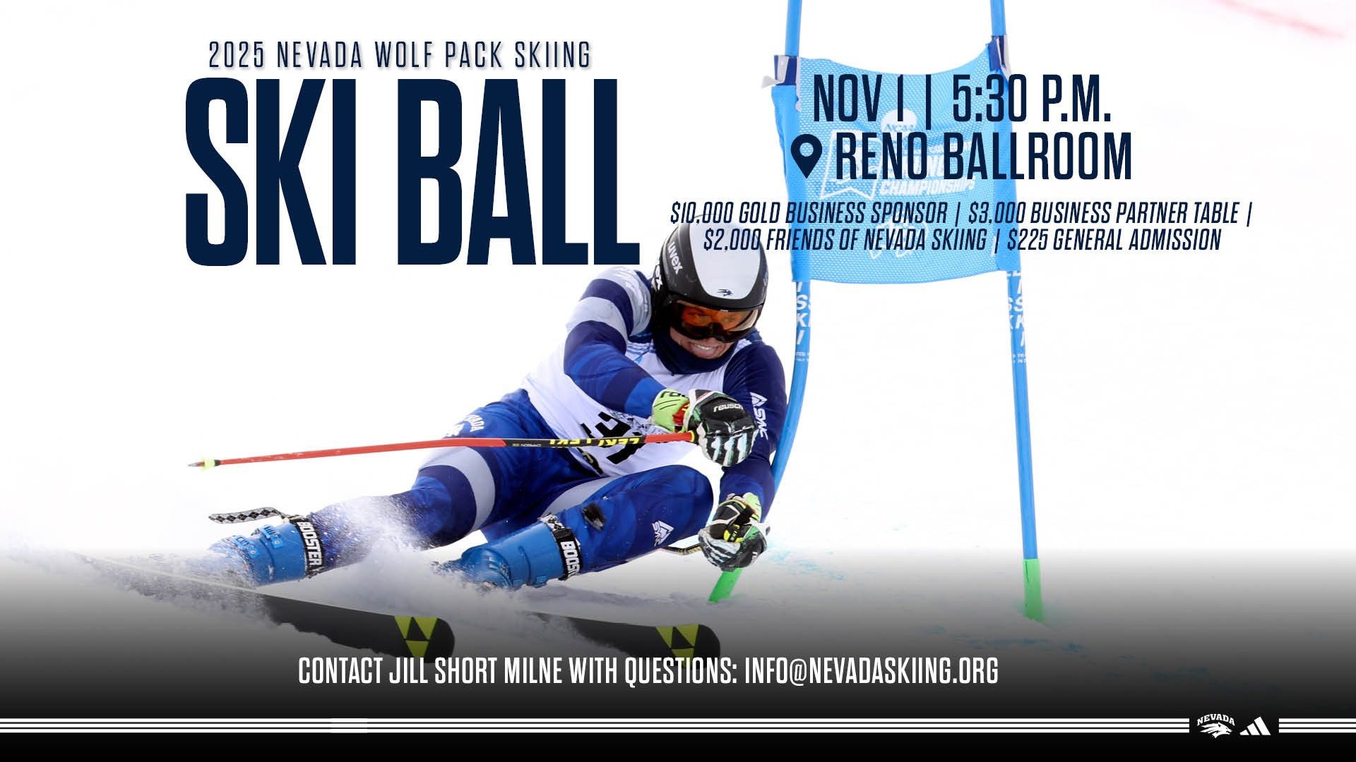 Graphic featuring the image of a skier and the text SKI BALL