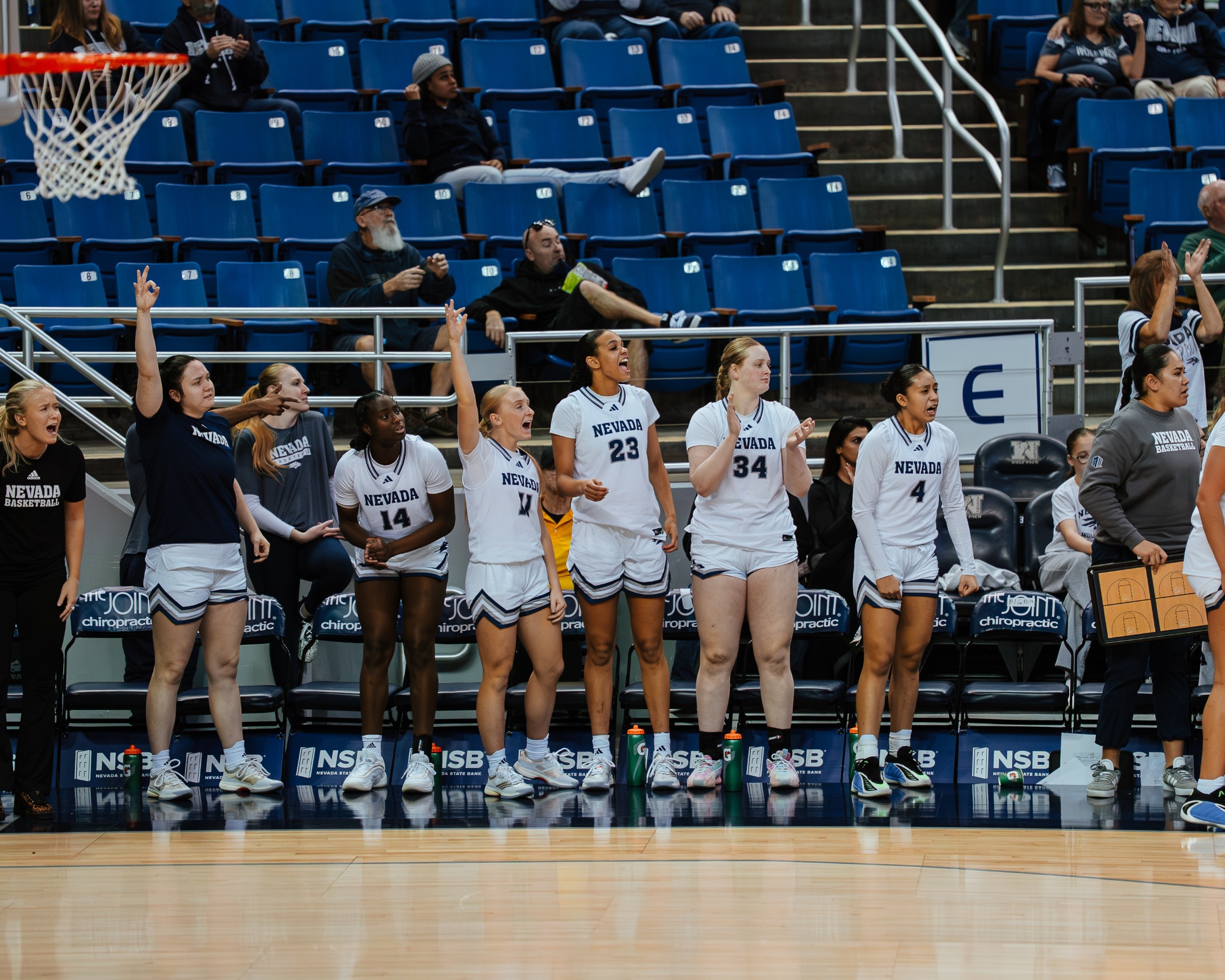 WBB bench cheering