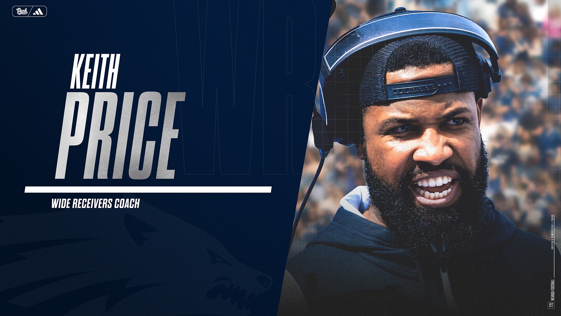 Graphic with image of Keith Price and text KEITH PRICE WIDE RECEIVERS COACH