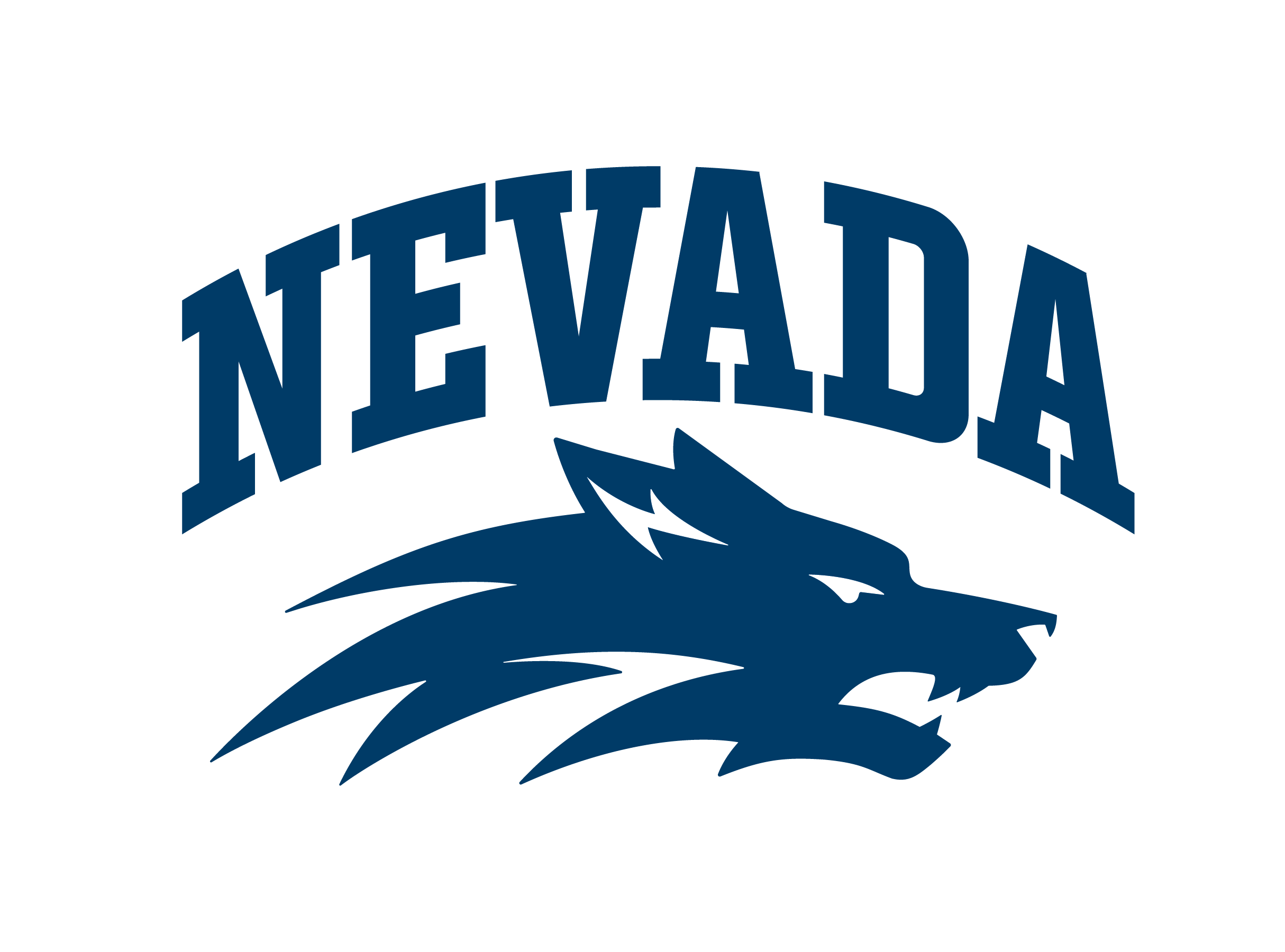 A light wolf head with text NEVADA in mild arch above it