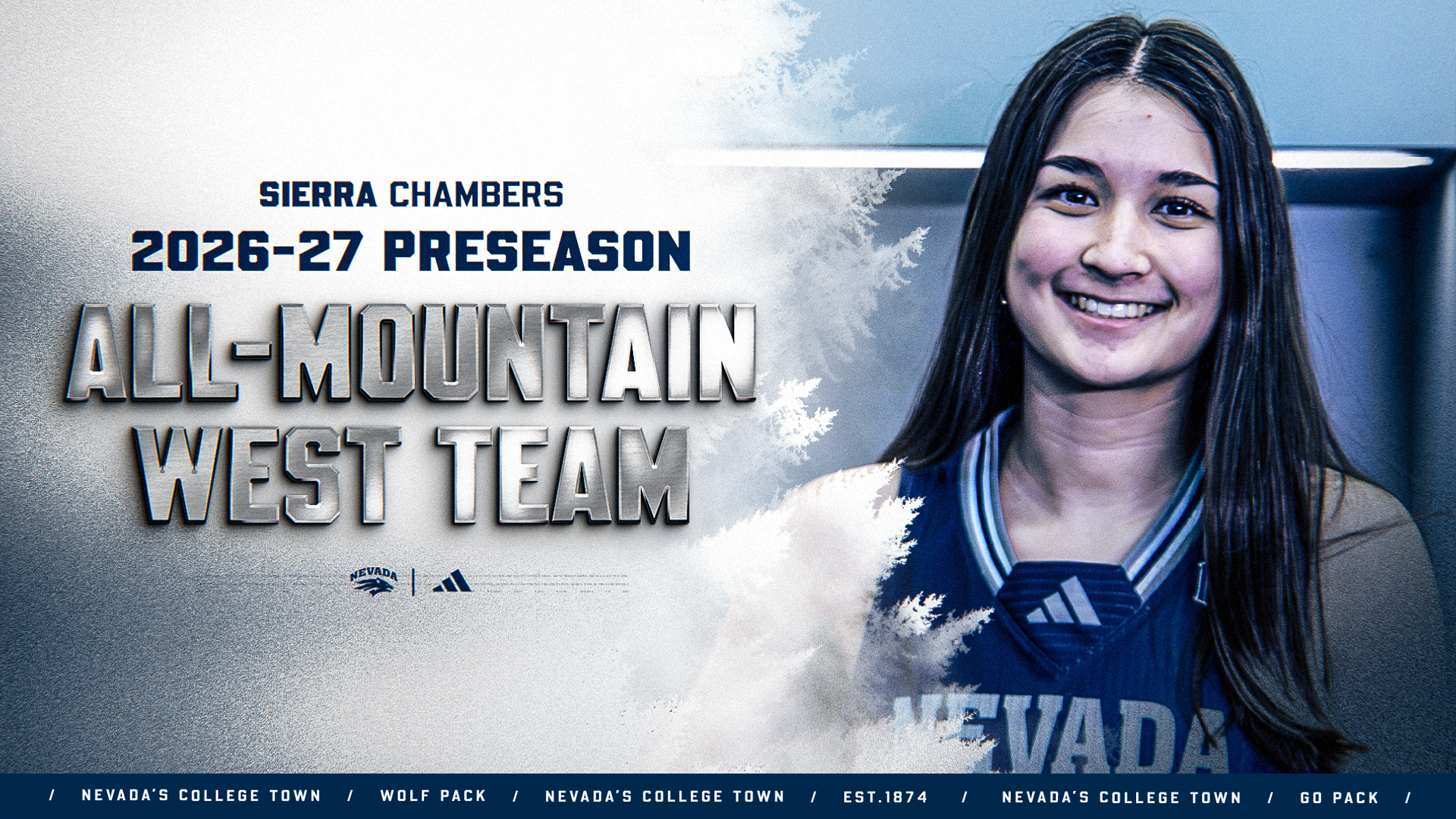 Sierra Chambers in dark jersey top with text 2026-27 PRESEASON ALL-MOUNTAIN WEST TEAM
