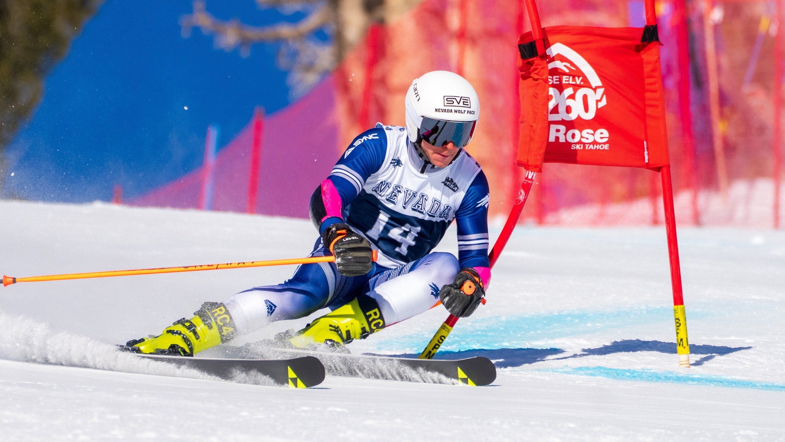 David Morken makes a turn at a giant slalom gate