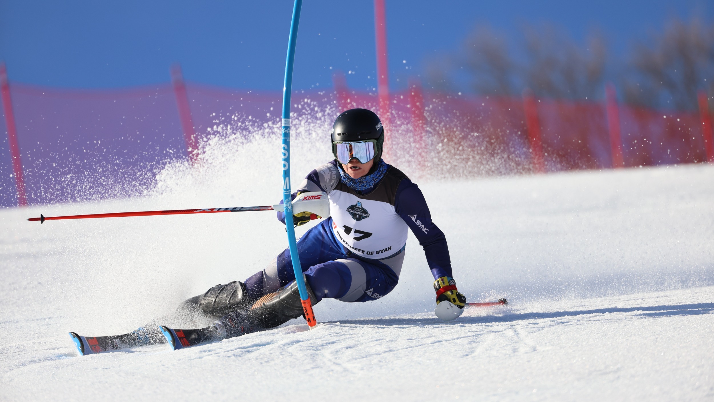 Erica Lynch skis down a slalom course