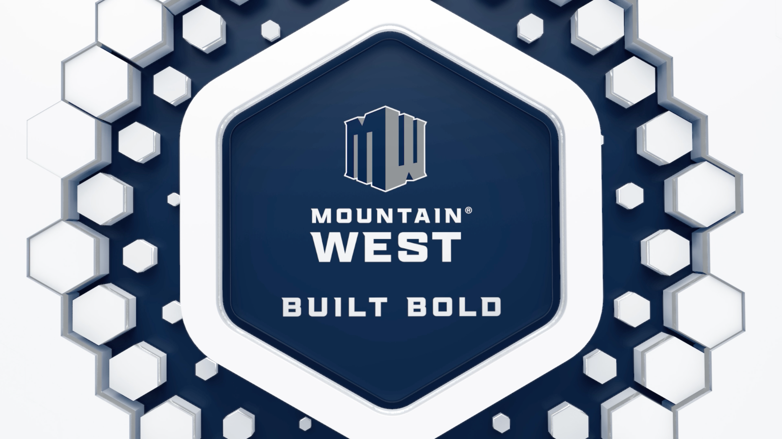BUILT BOLD text inside a hexagon