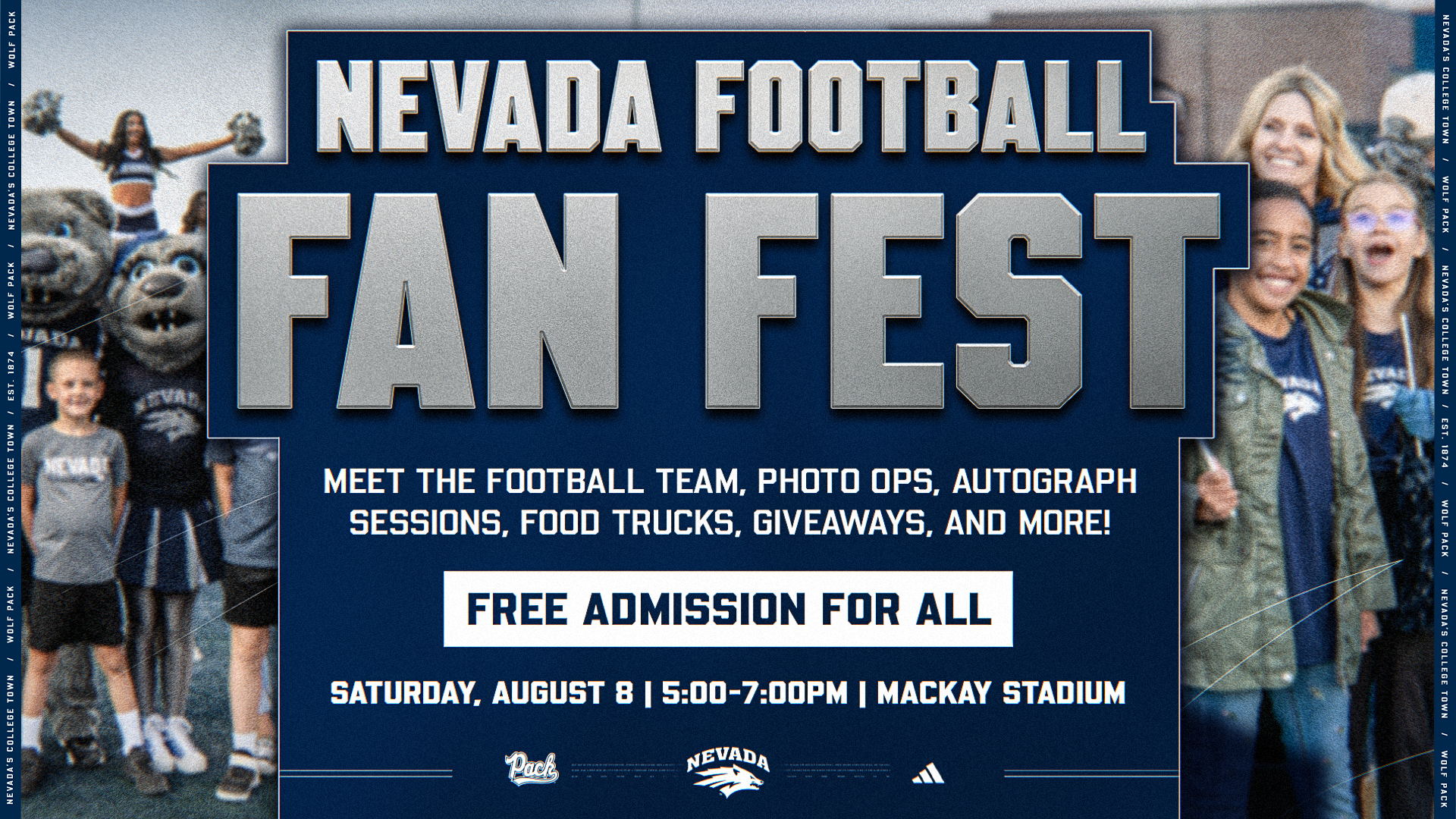 Images of youths and adults with Nevada mascot