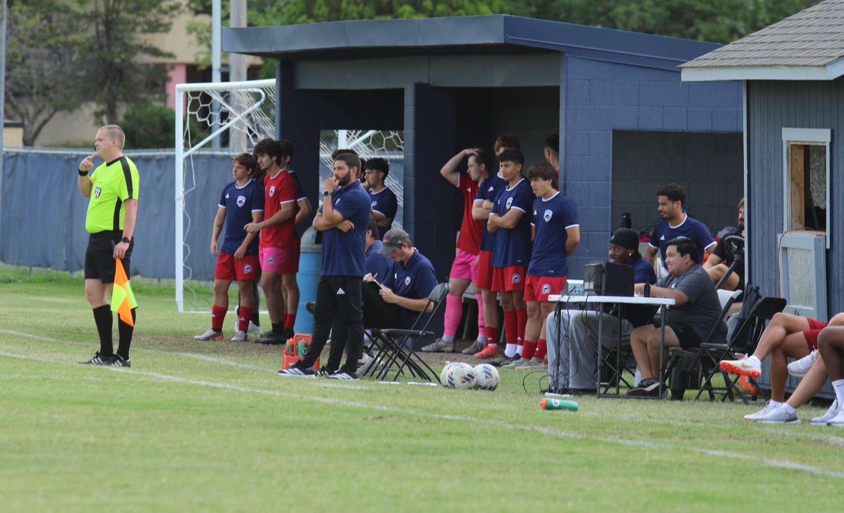 Coach watching game unfold