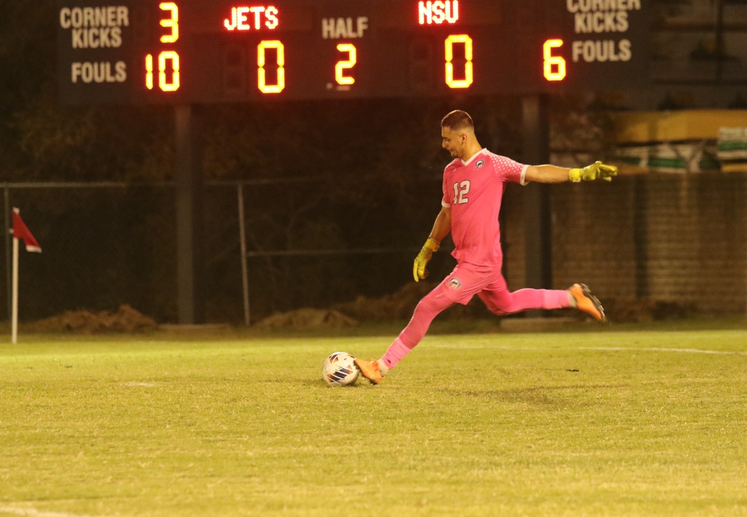 Borges sends a free kick long