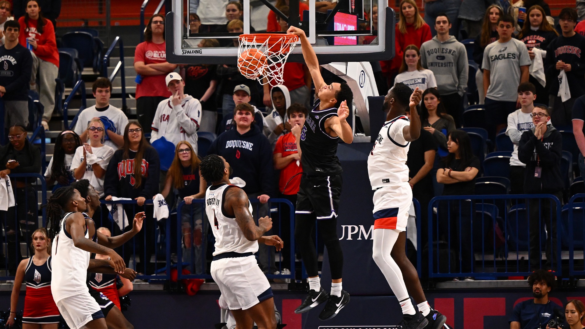 Justin Page Throws Down a Dunk Against Duquesne 11/3/25