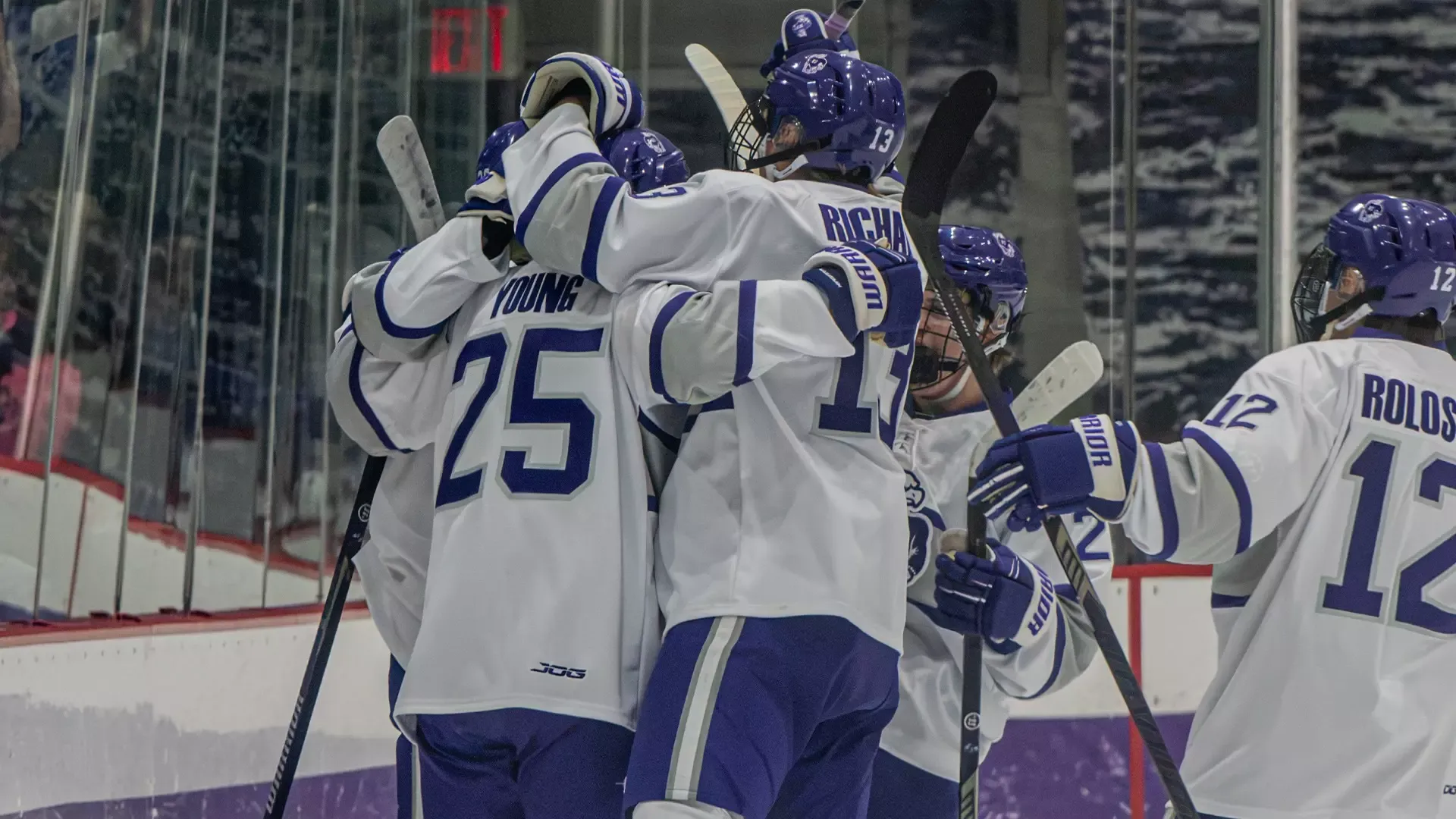 Hockey Celebrates Goal Against RIT 10/2/26