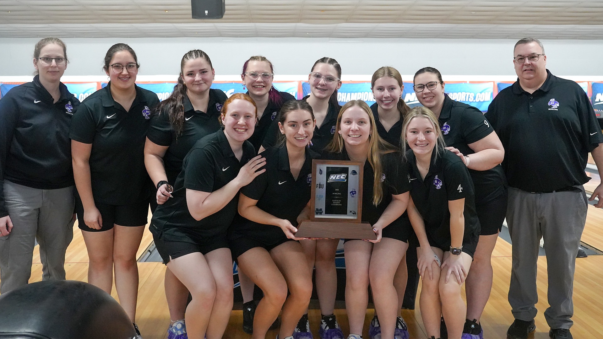 Bowling at NEC Championships with Regular Season Trophy 2026