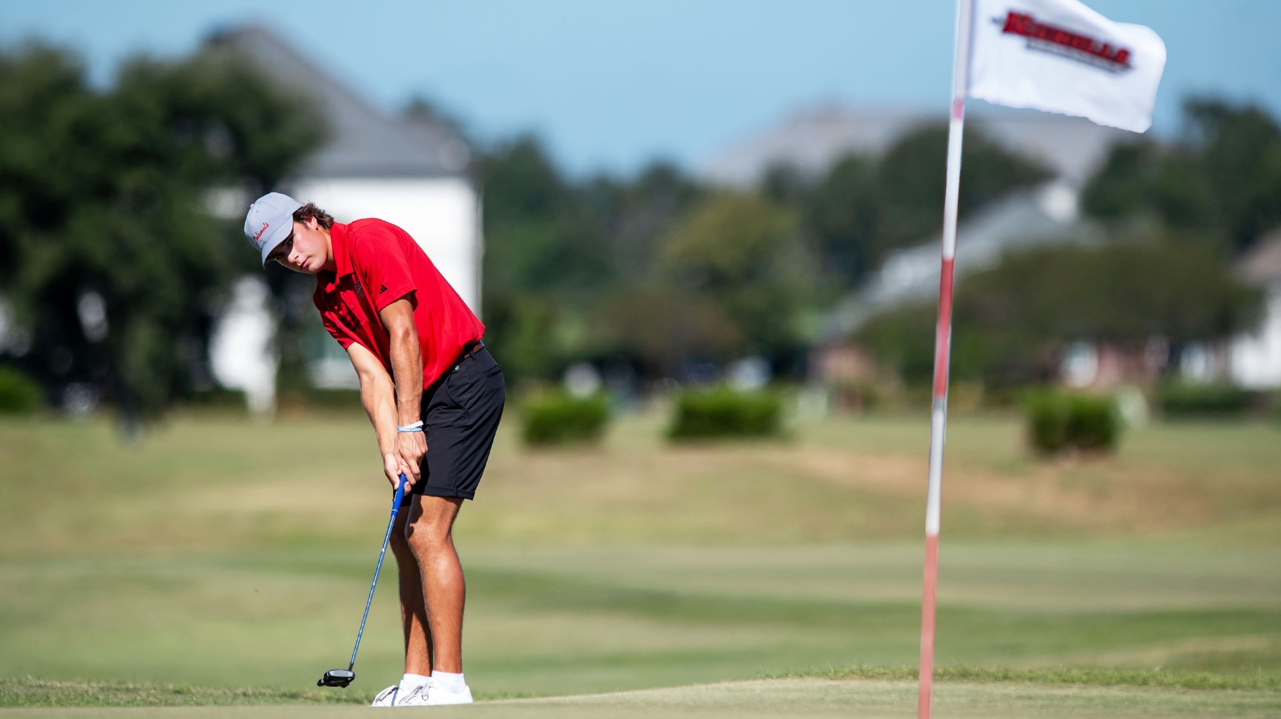 Jack Moro lines up a putt for Nicholls Golf