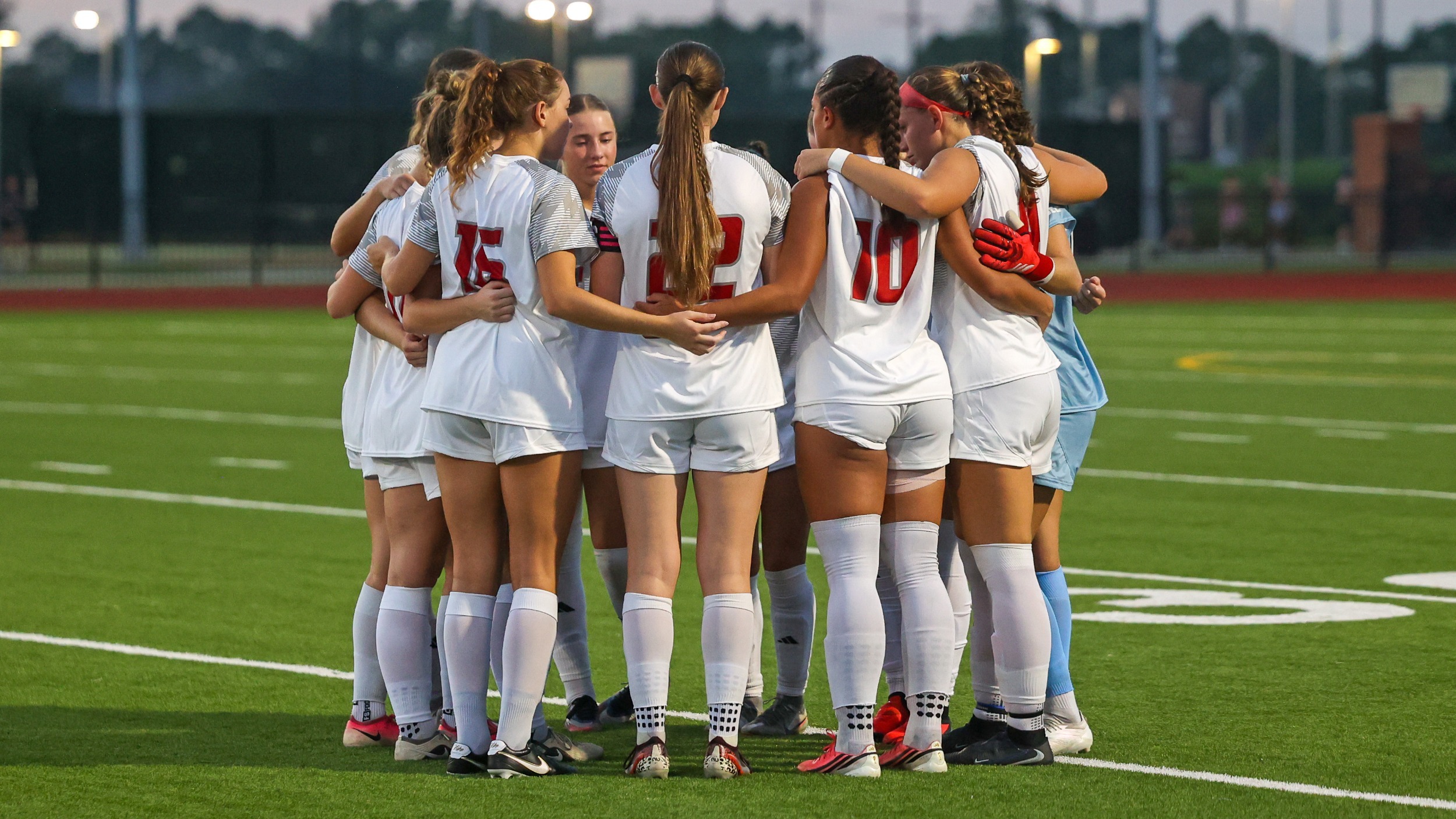 Nicholls Starters Huddle moments before the match