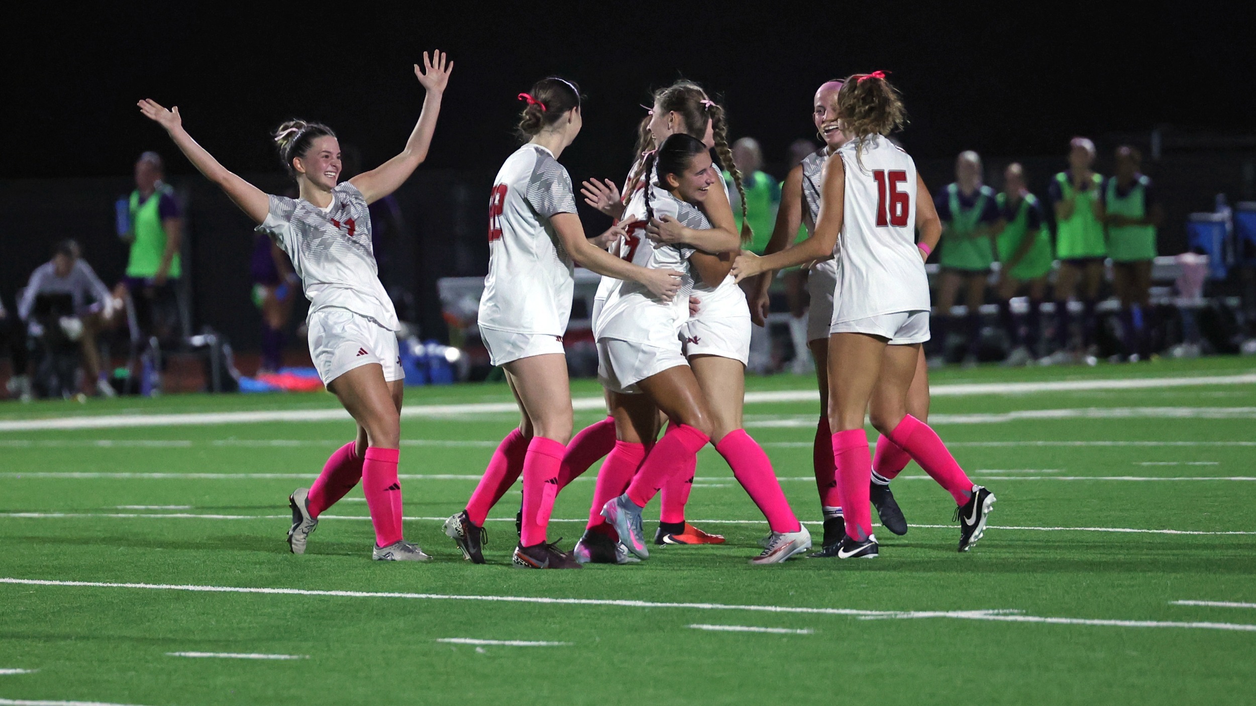 Nicholls Soccer celebrates Angelina Rispone's goal against SFA