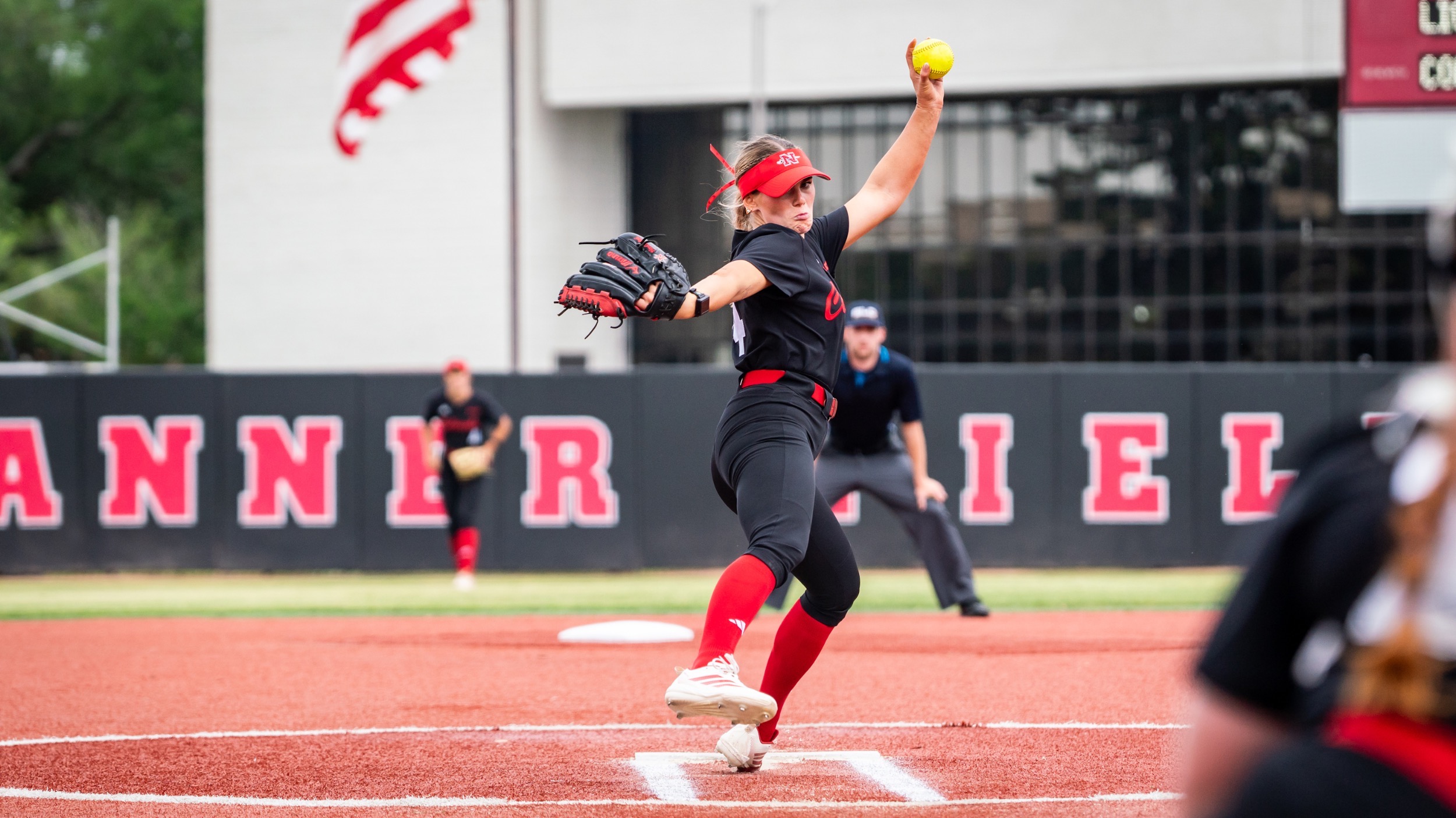 Avery Paden throws a pitch in her no-hitter for Nicholls Softball vs East Texas A&M