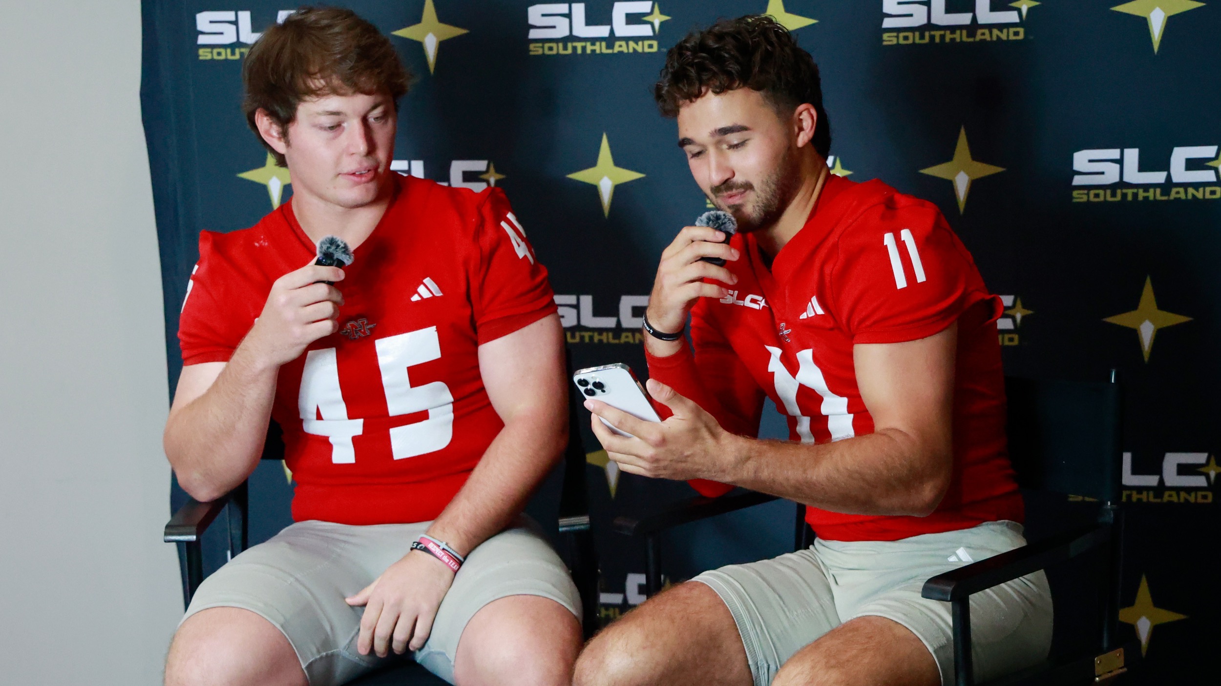 Nicholls Football players Alex Villavaso and Ean Rodrigue 