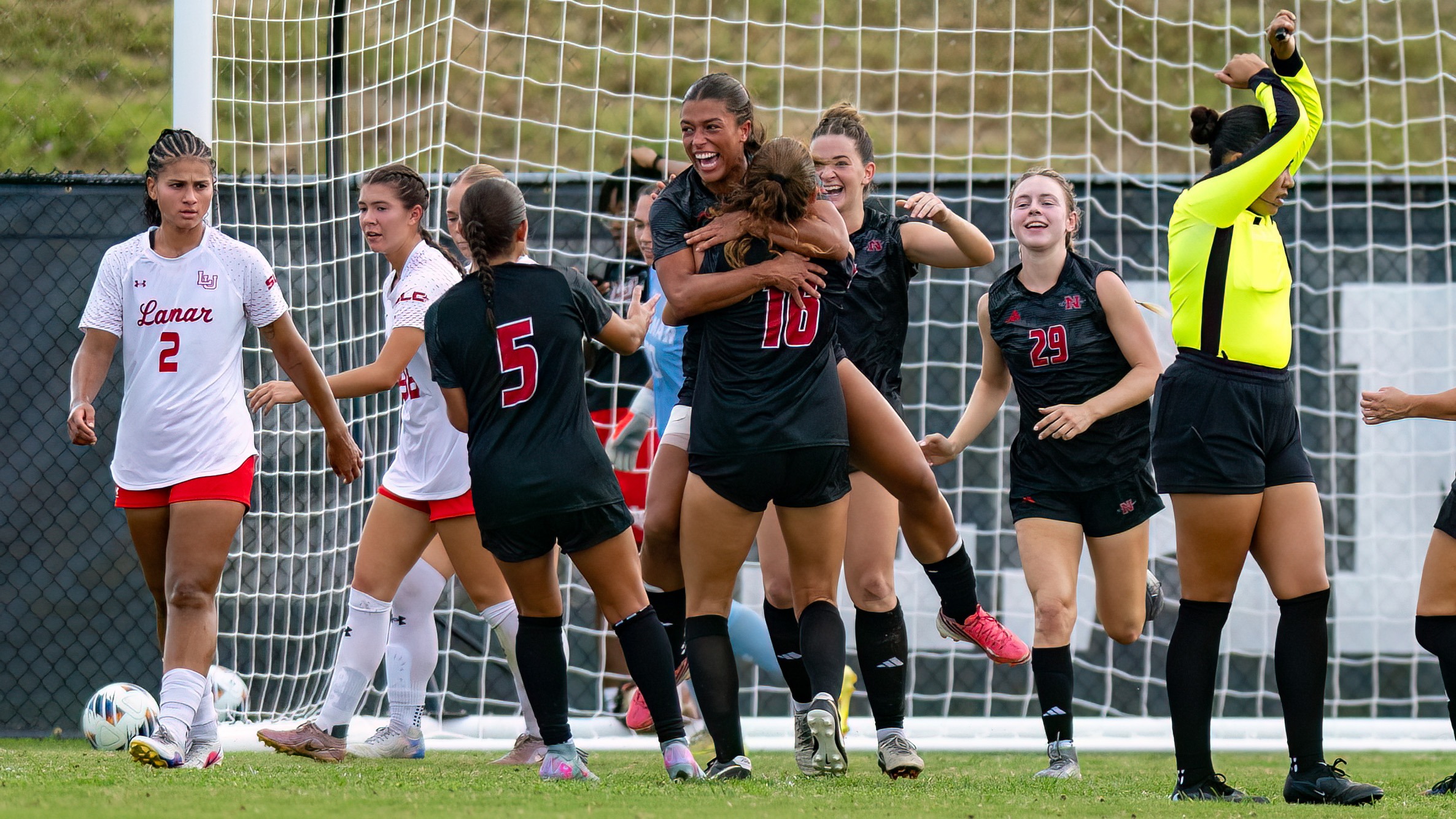 Kate Guillory Celebrates goal with teammates