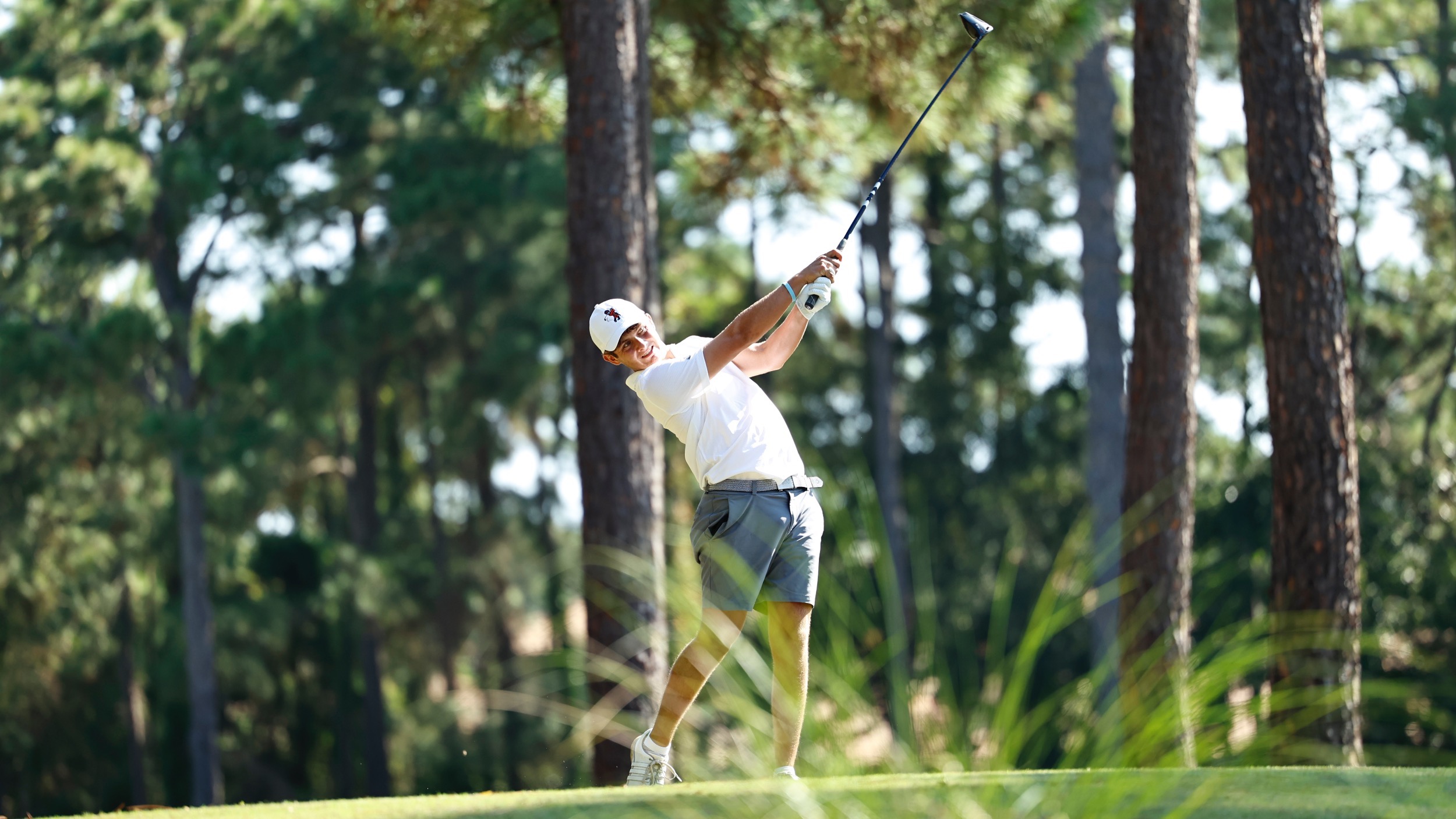 Ethan Marx tees off for Nicholls Golf