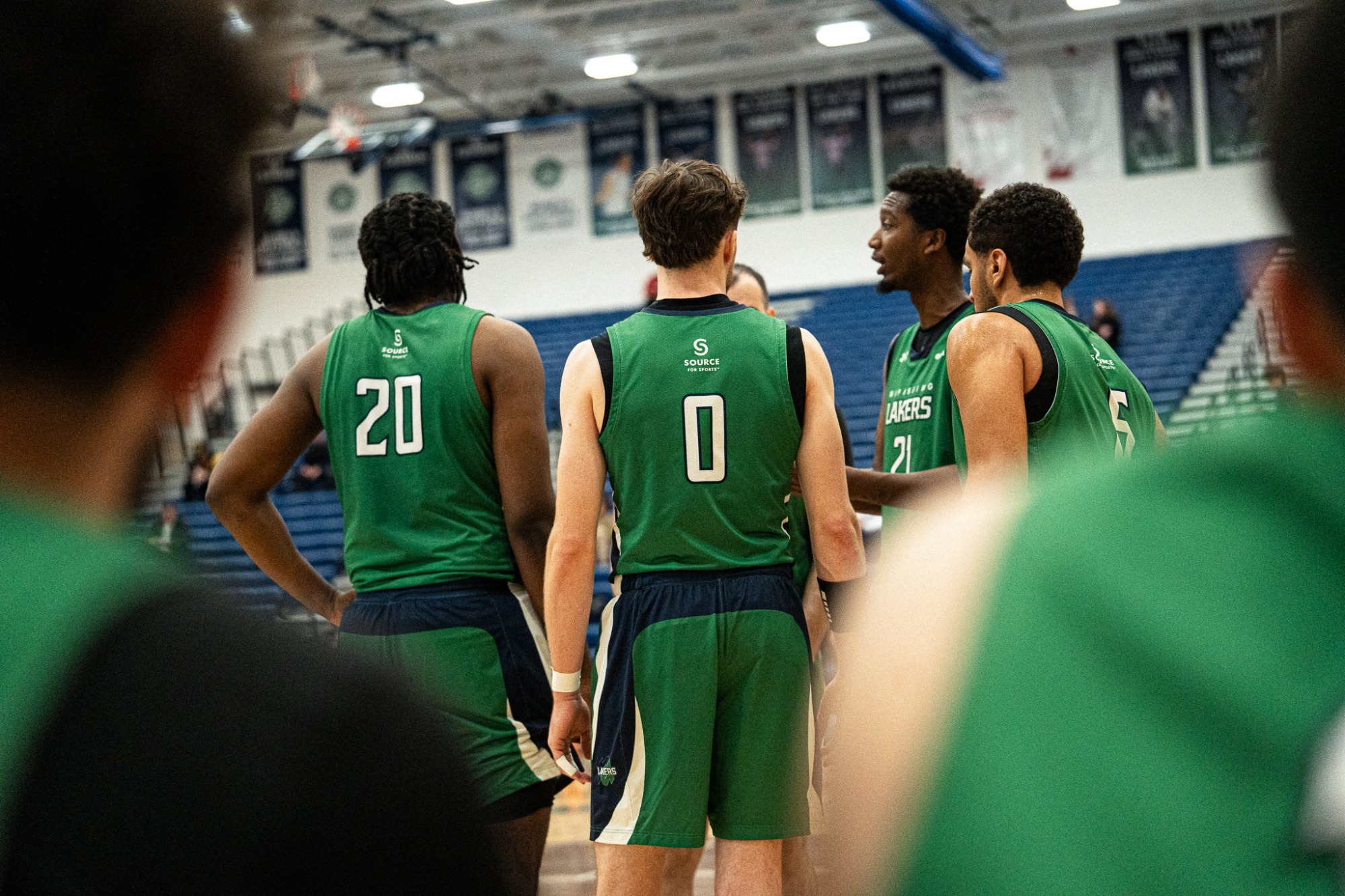 Lakers regroup during a timeout