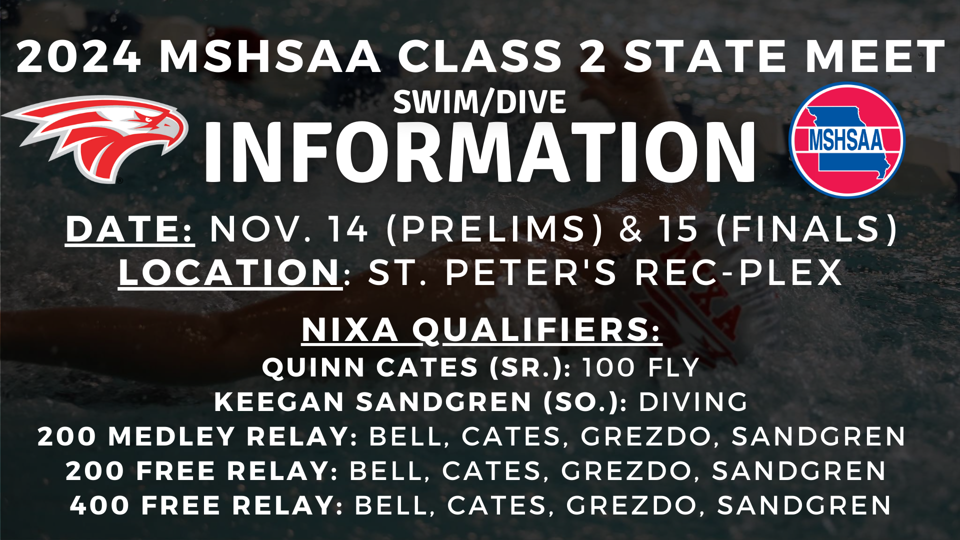 2024 state swim/dive meet information
