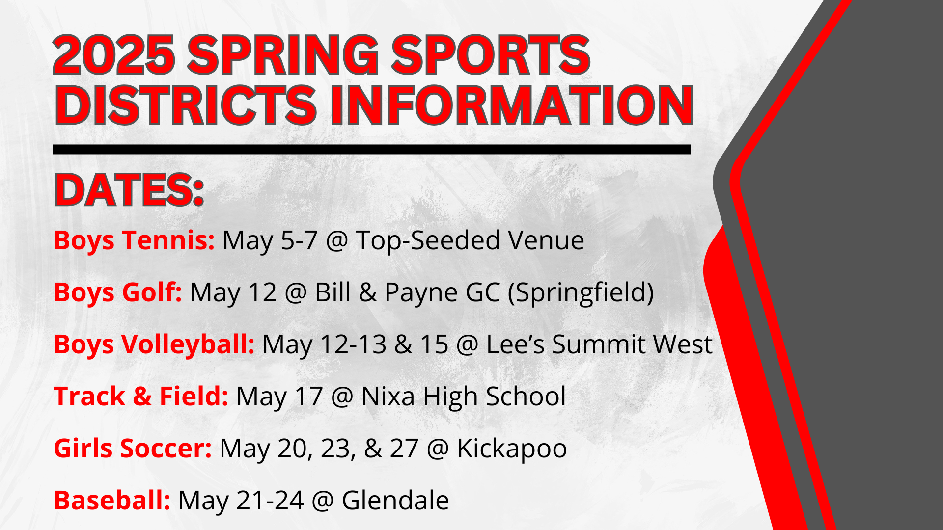 2025 spring sports district information