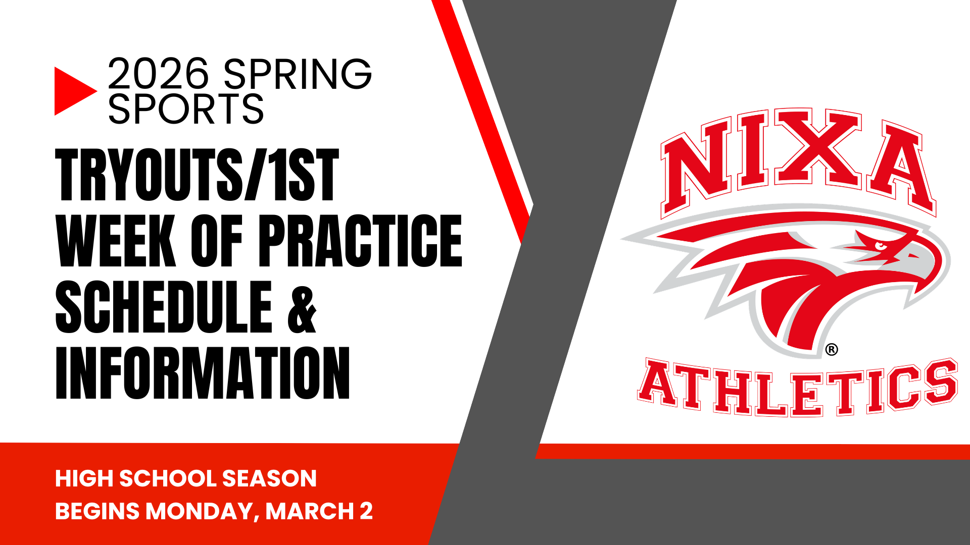 2026 spring sports tryouts information