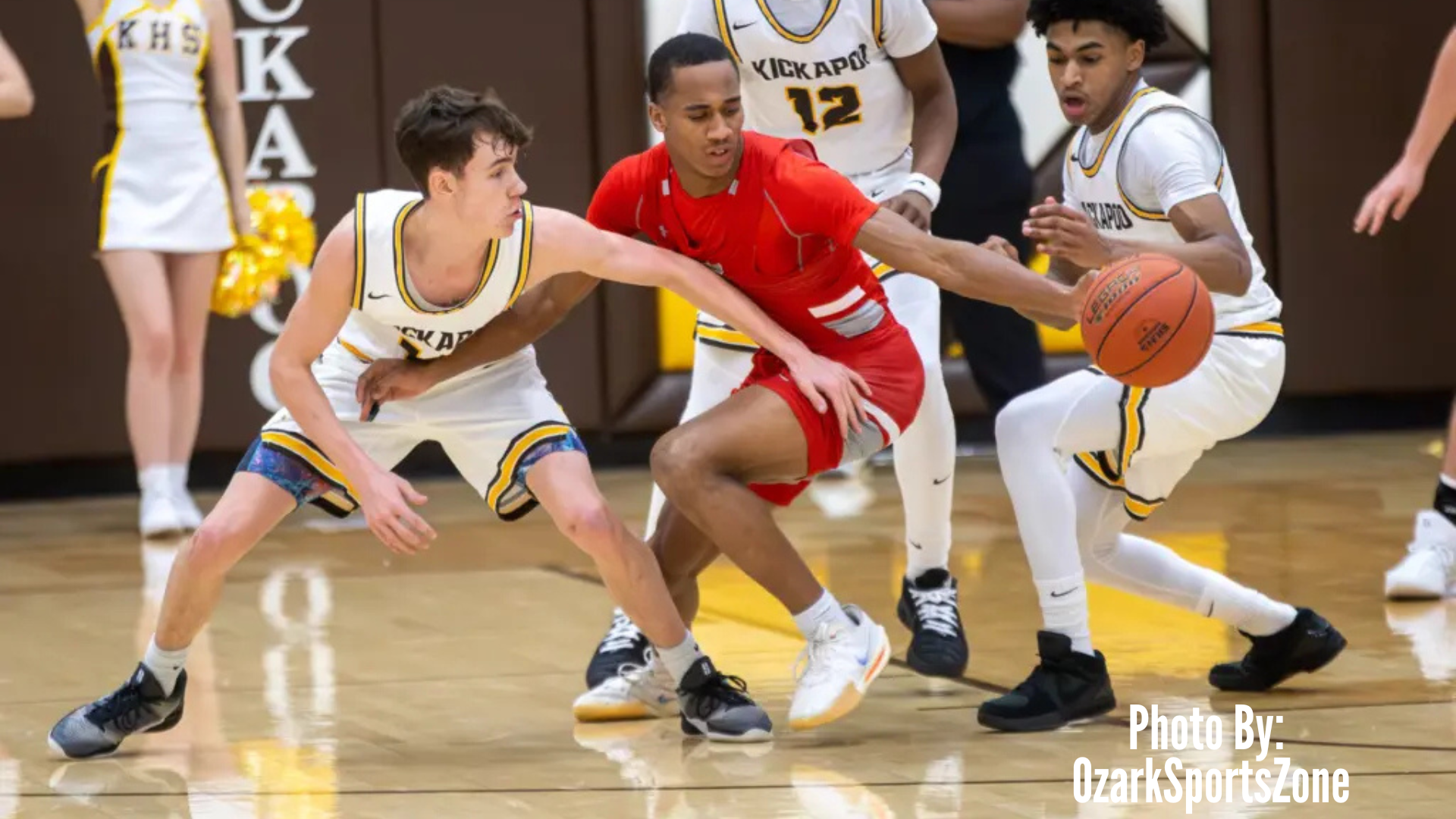 Kickapoo picks up key conference & district win over Nixa. Randy Flint dribbles the ball.