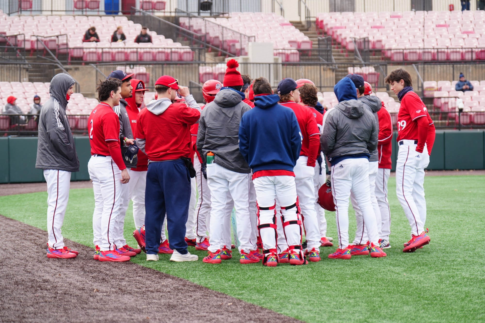 Baseball group huddle