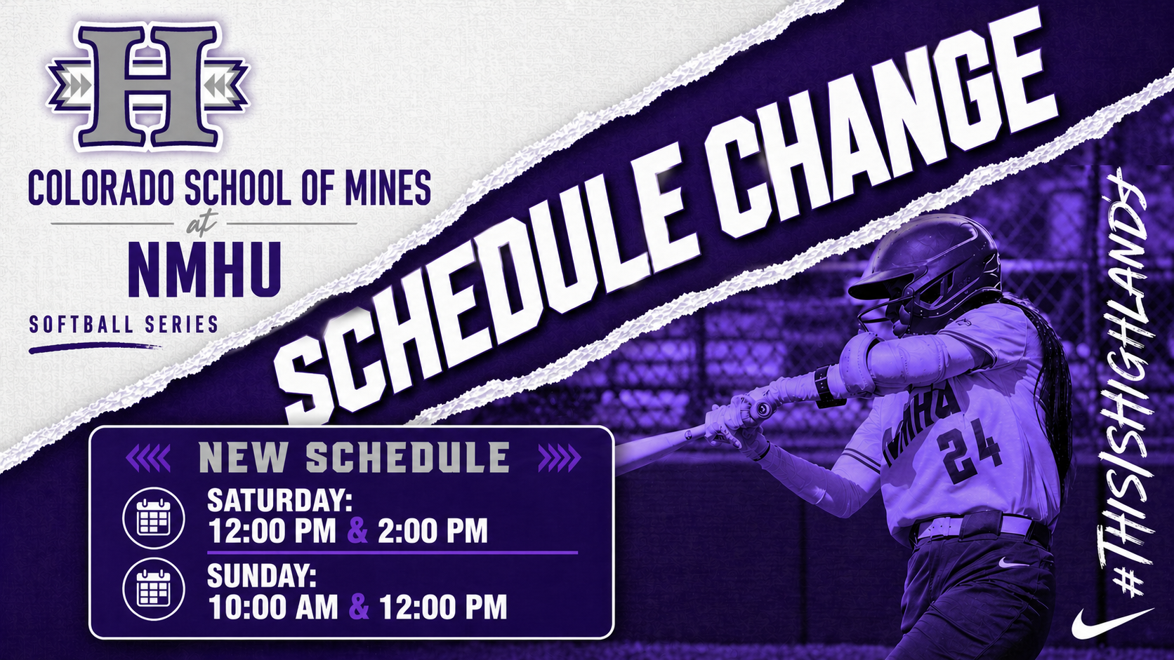 Softball Schedule Change Announcement