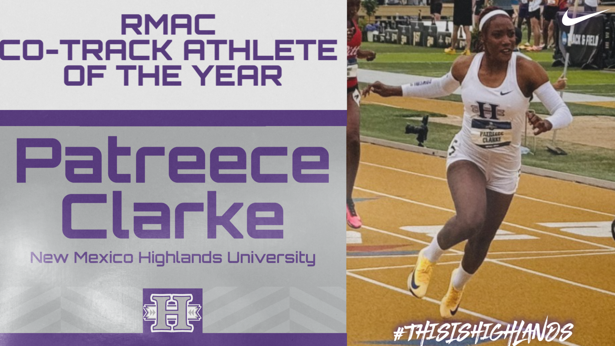 Patreece Clarke 2025-26 RMAC Co-Track Athlete of the Year