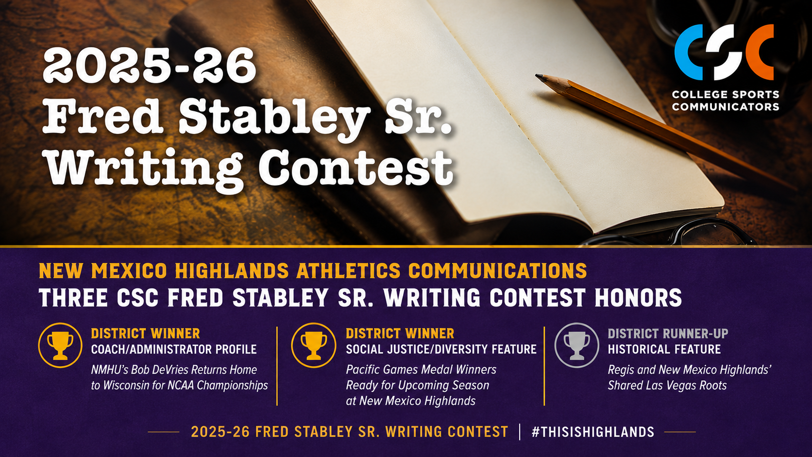 District winners announced for the 2025-26 CSC Fred Stabley Sr. Writing Contest