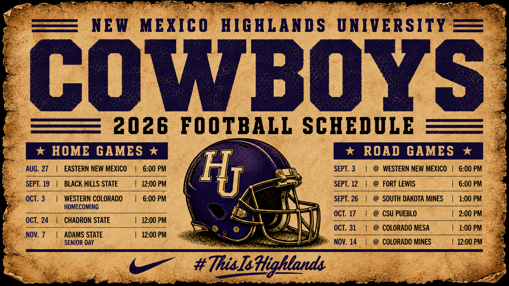 2026 NMHU Football Schedule 
