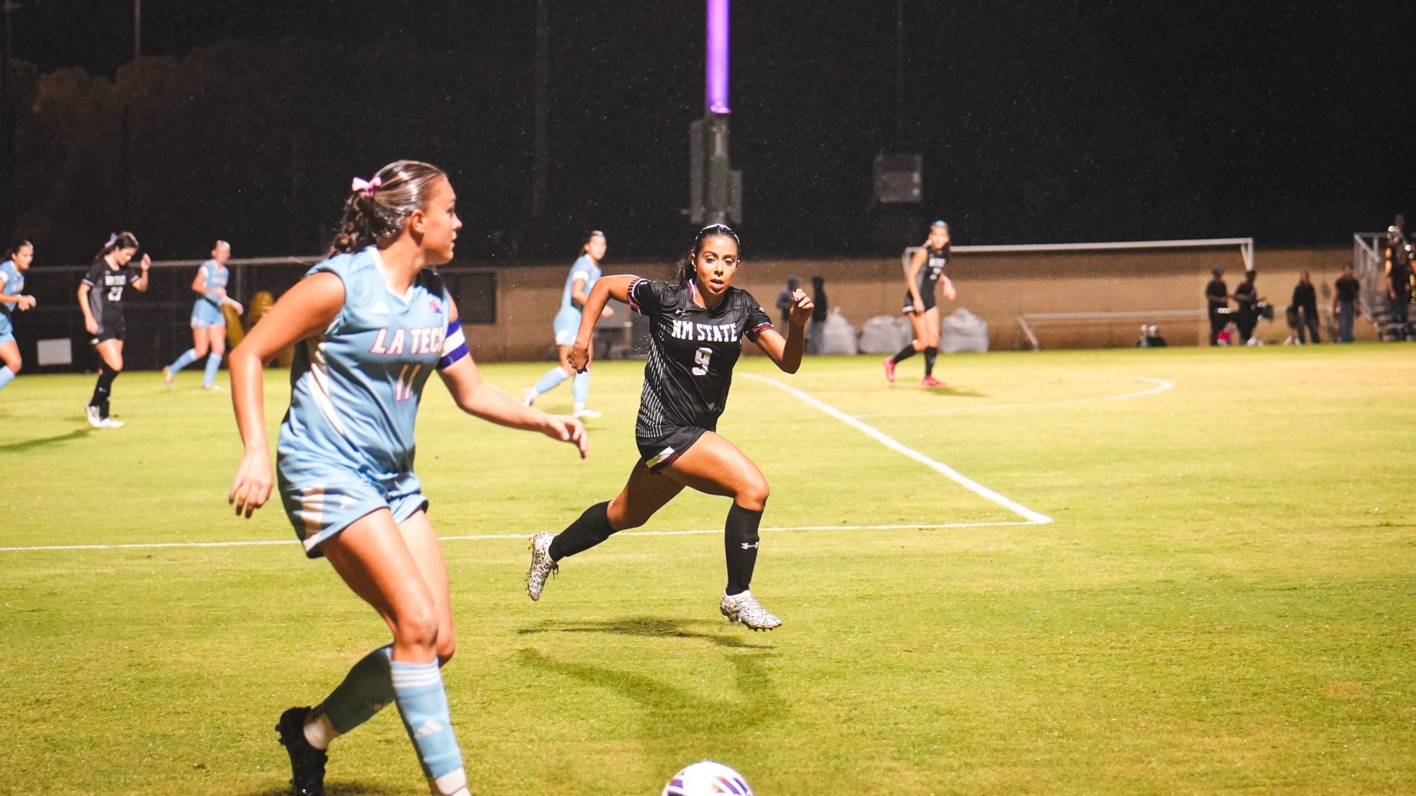 Mya Gonzales competing for a ball against LA Tech